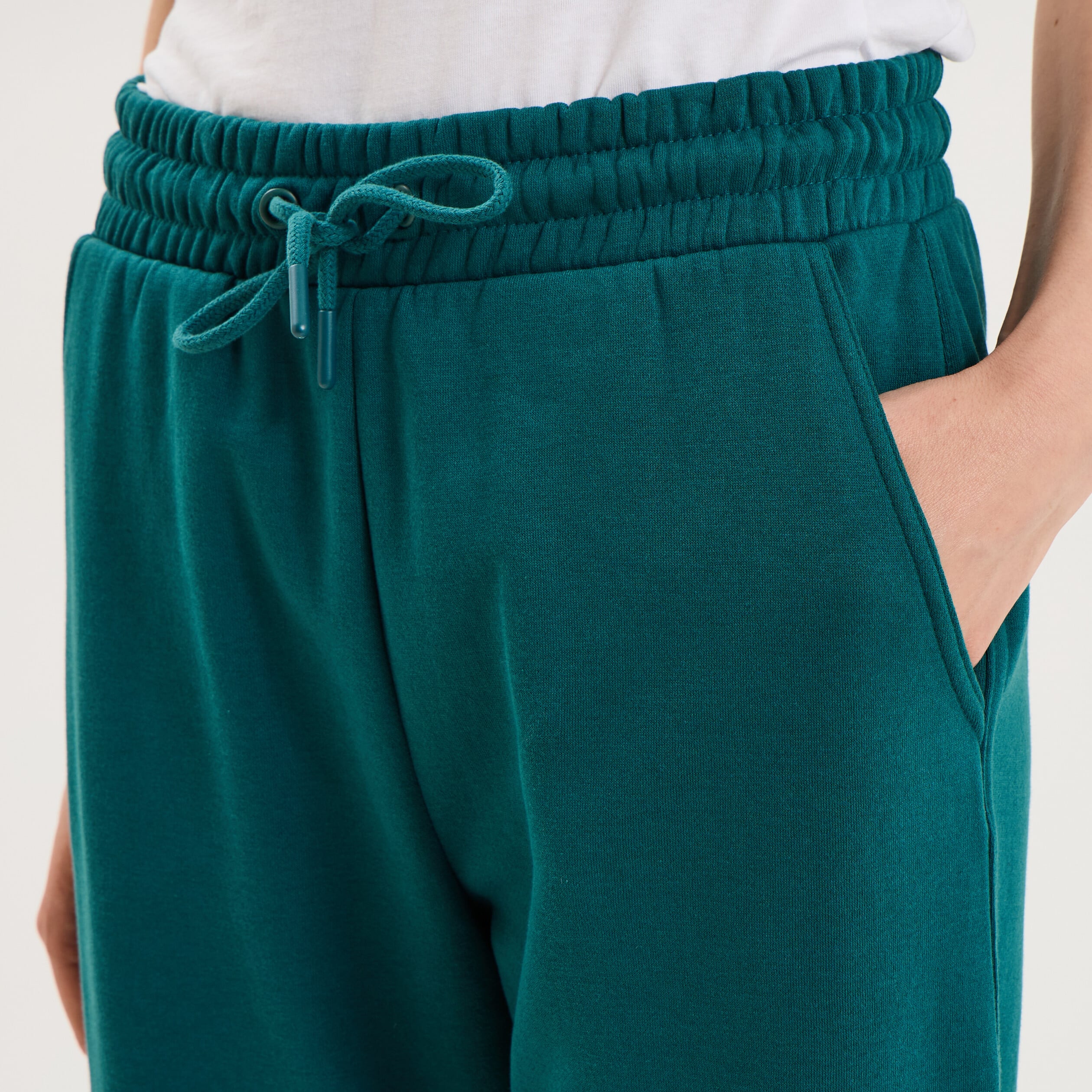 Pantalon de jogging molletonn&eacute; vert fonc&eacute; femme