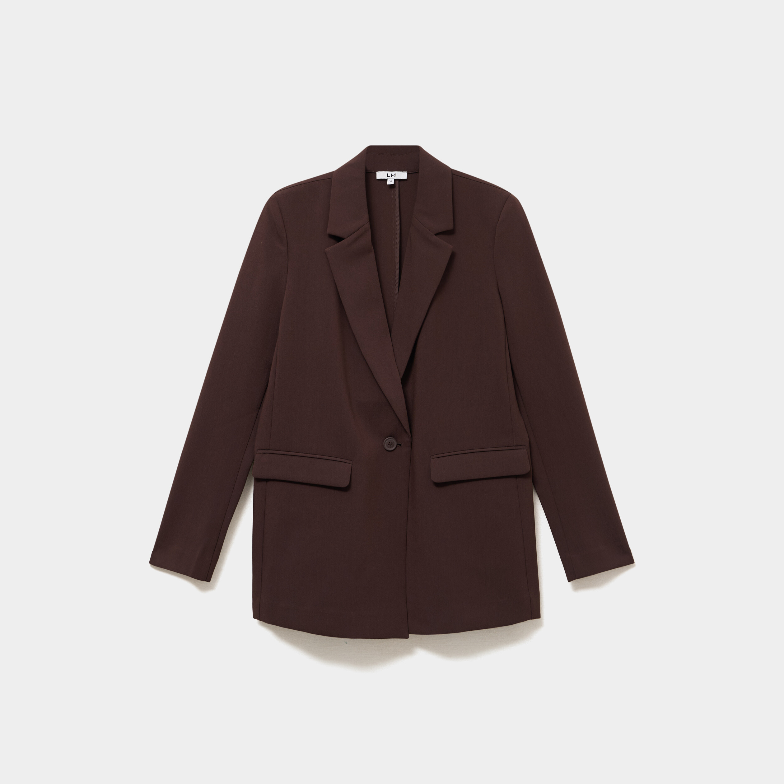 Blazer ajust&eacute; mi-long 1 bouton marron fonc&eacute; femme