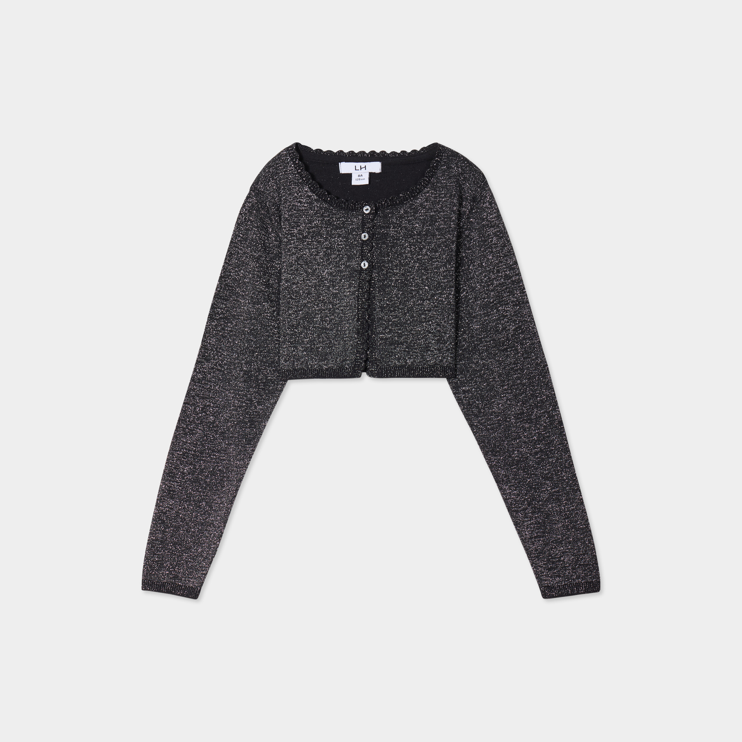 Haut Chemise Etam Noir Avec Fils Argentés - Taille 22 - Manches Longues - Occasion Très Bon état