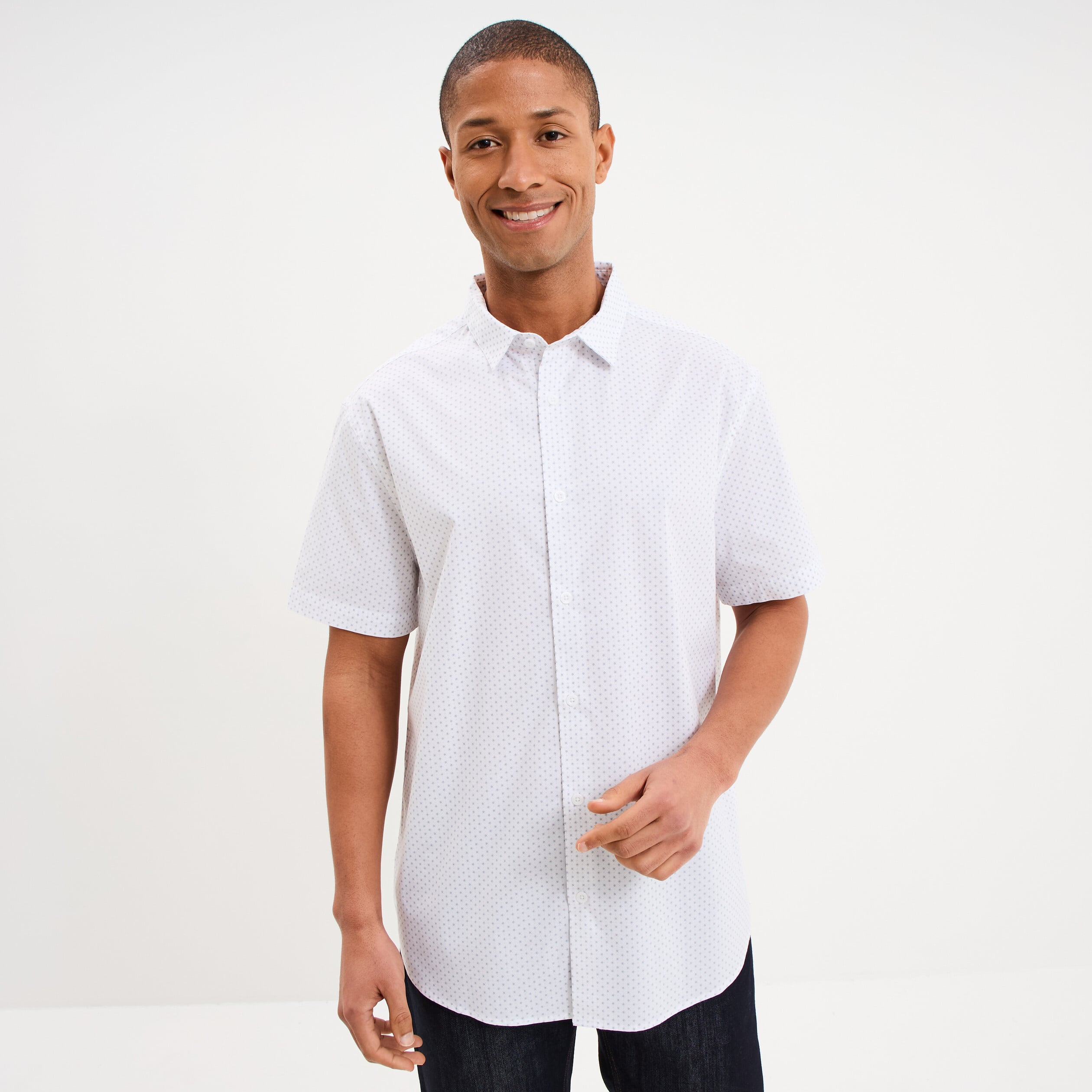 Chemise manches courtes coton blanc homme