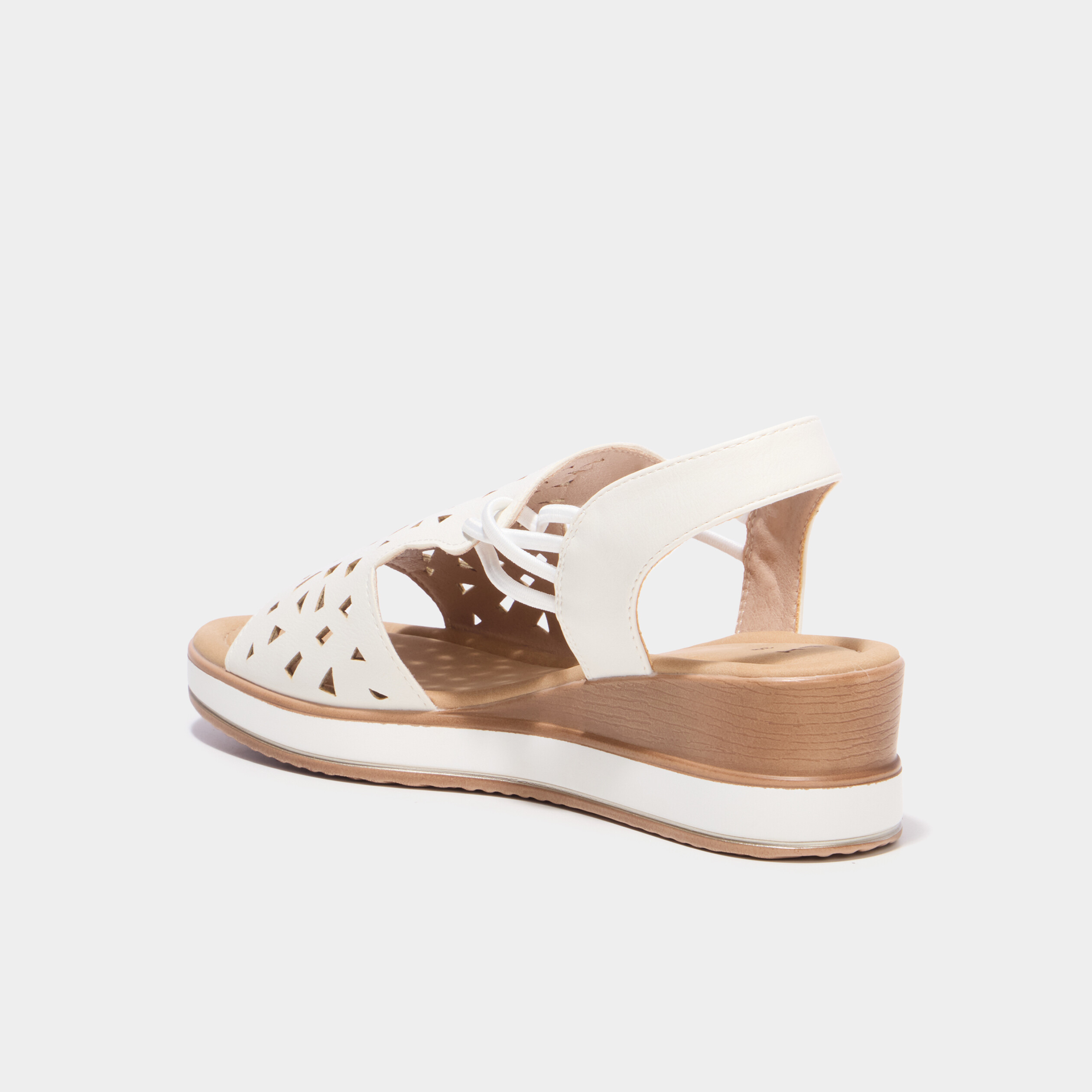 Sandales compens&eacute;es bride &eacute;lastiqu&eacute;e blanc femme