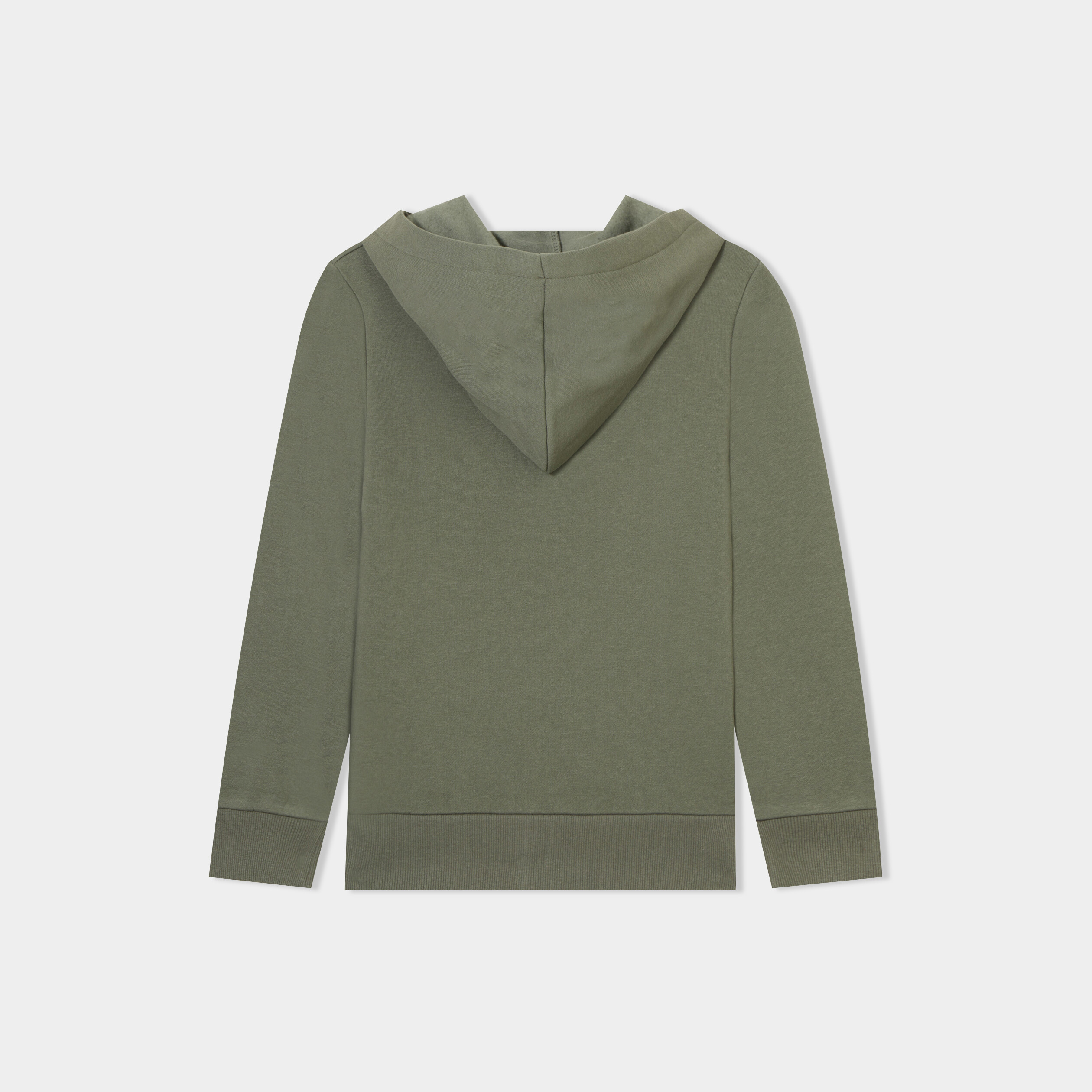 Sweat zipp&eacute; &agrave; capuche molleton vert kaki gar&ccedil;on