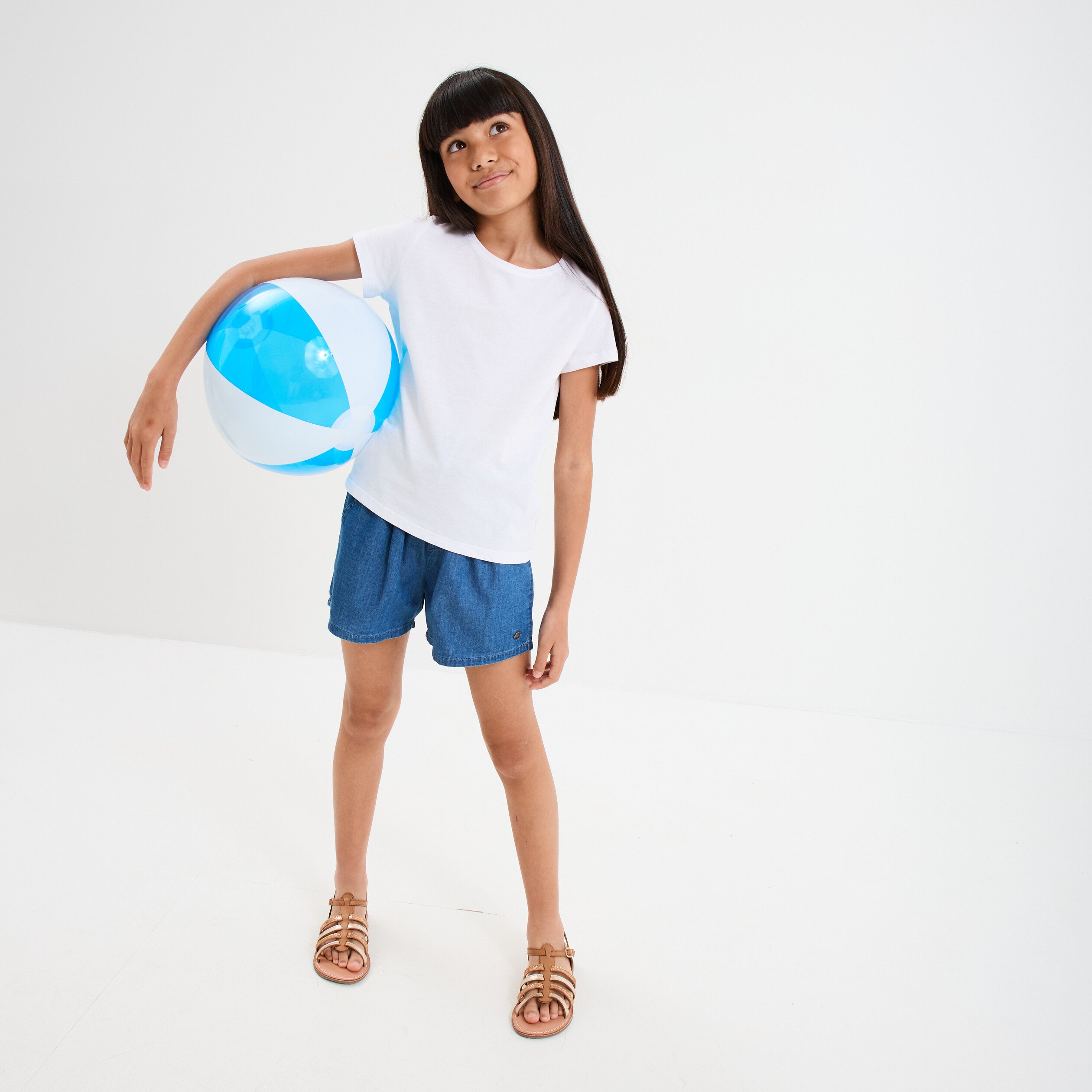 t shirt manches courtes en coton blanc fille T-shirt manches courtes en coton blanc fille