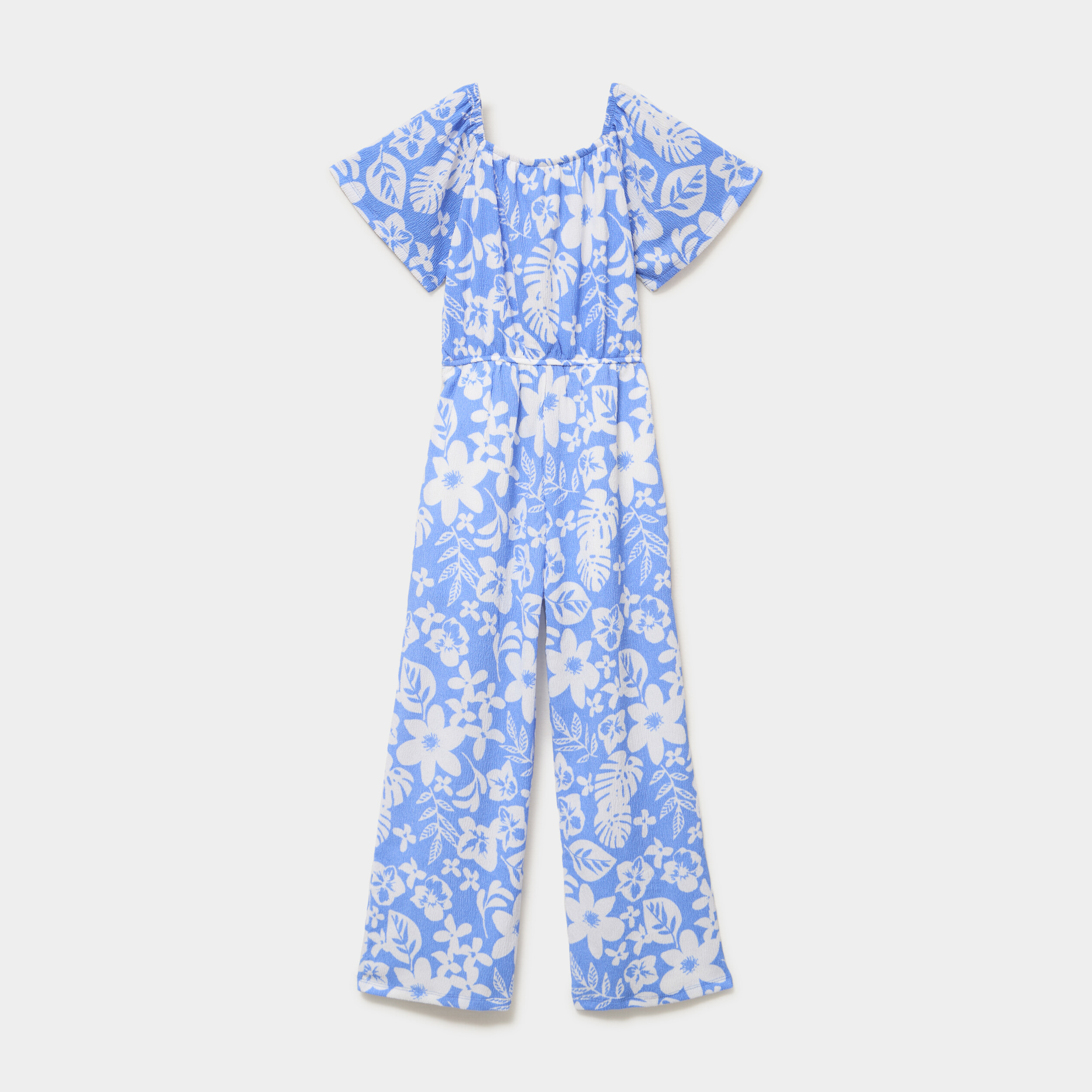 Combinaison pantalon manches courtes bleu fille