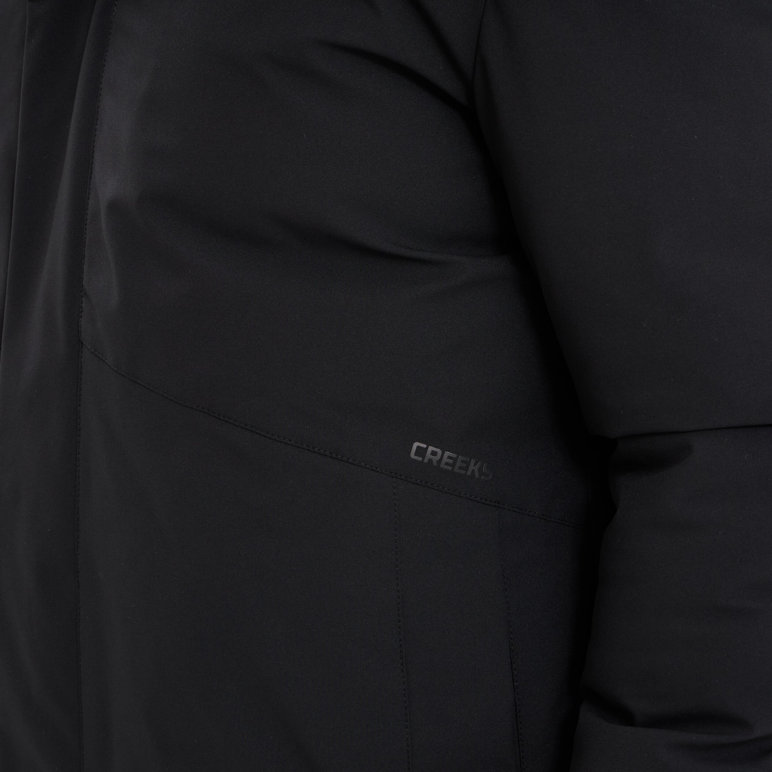 Parka mi-longue &agrave; capuche noir homme