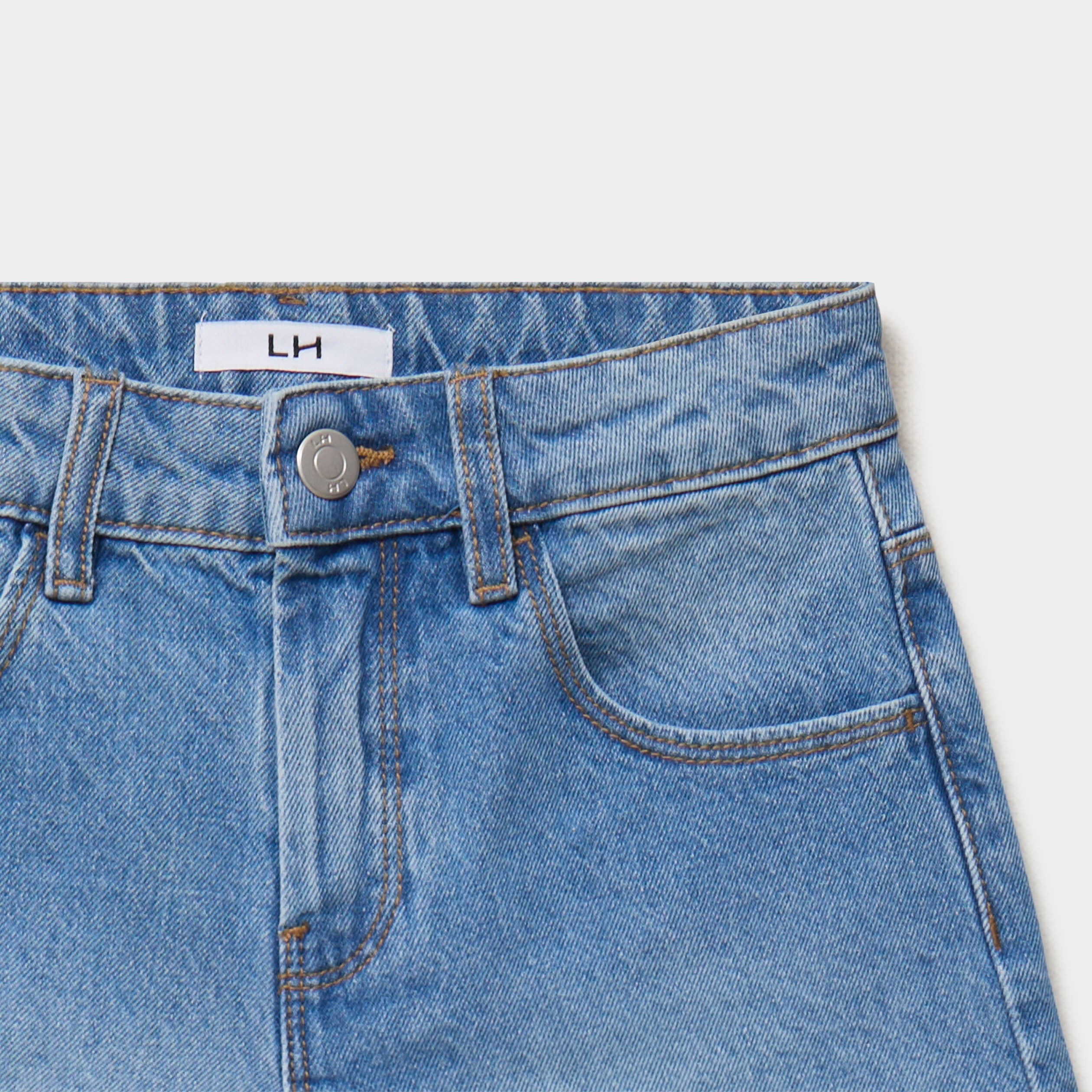 Short en jean taille ajustable coton denim stone fille