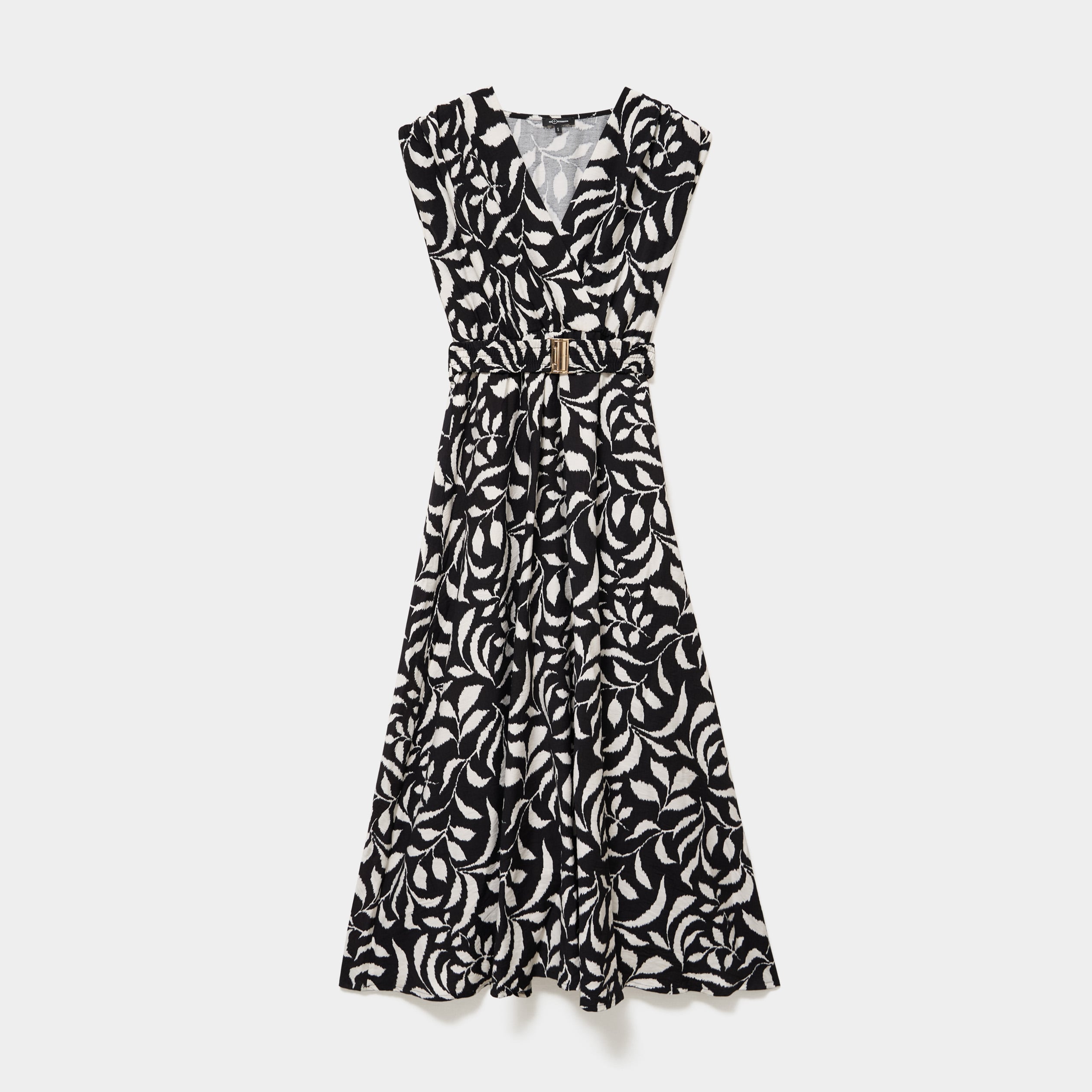 Robe longue cintr&eacute;e ceinture smock&eacute;e noir femme