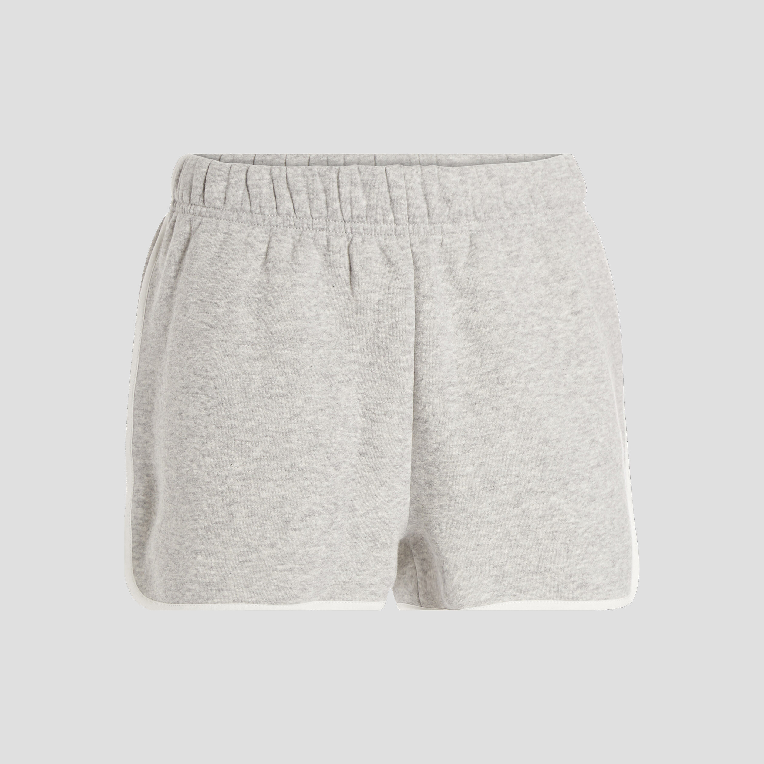 Short droit taille élastiquée gris clair femme