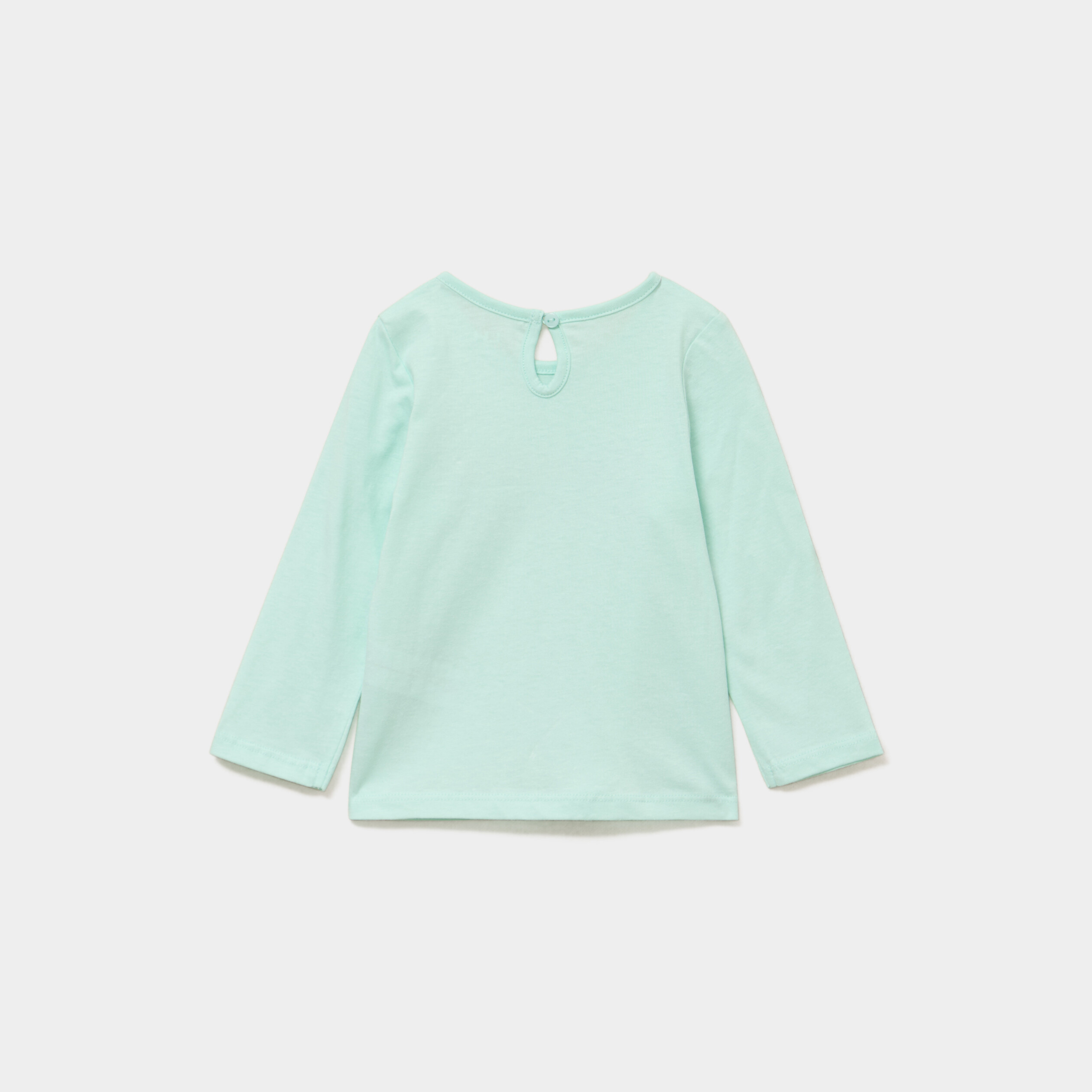 T-shirt manches longues coton bleu turquoise b&eacute;b&eacute; fille