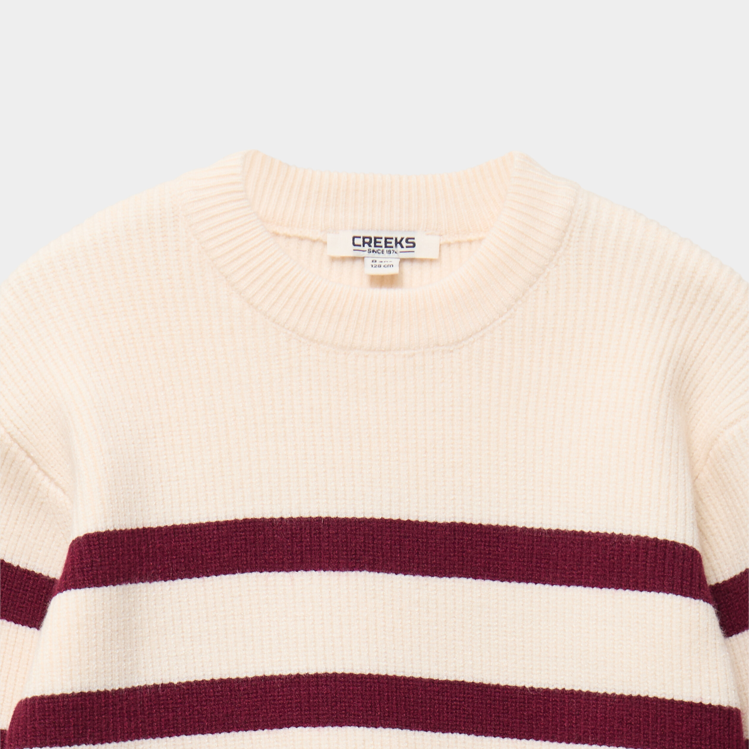 Pull relax col rond manches longues bordeaux fille