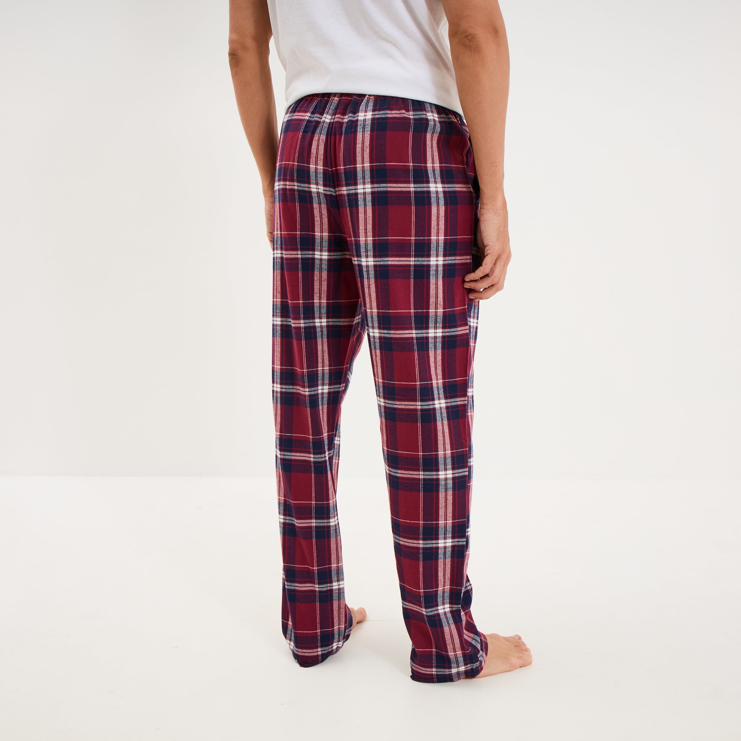 Pantalon de pyjama coton coupe droite bordeaux homme
