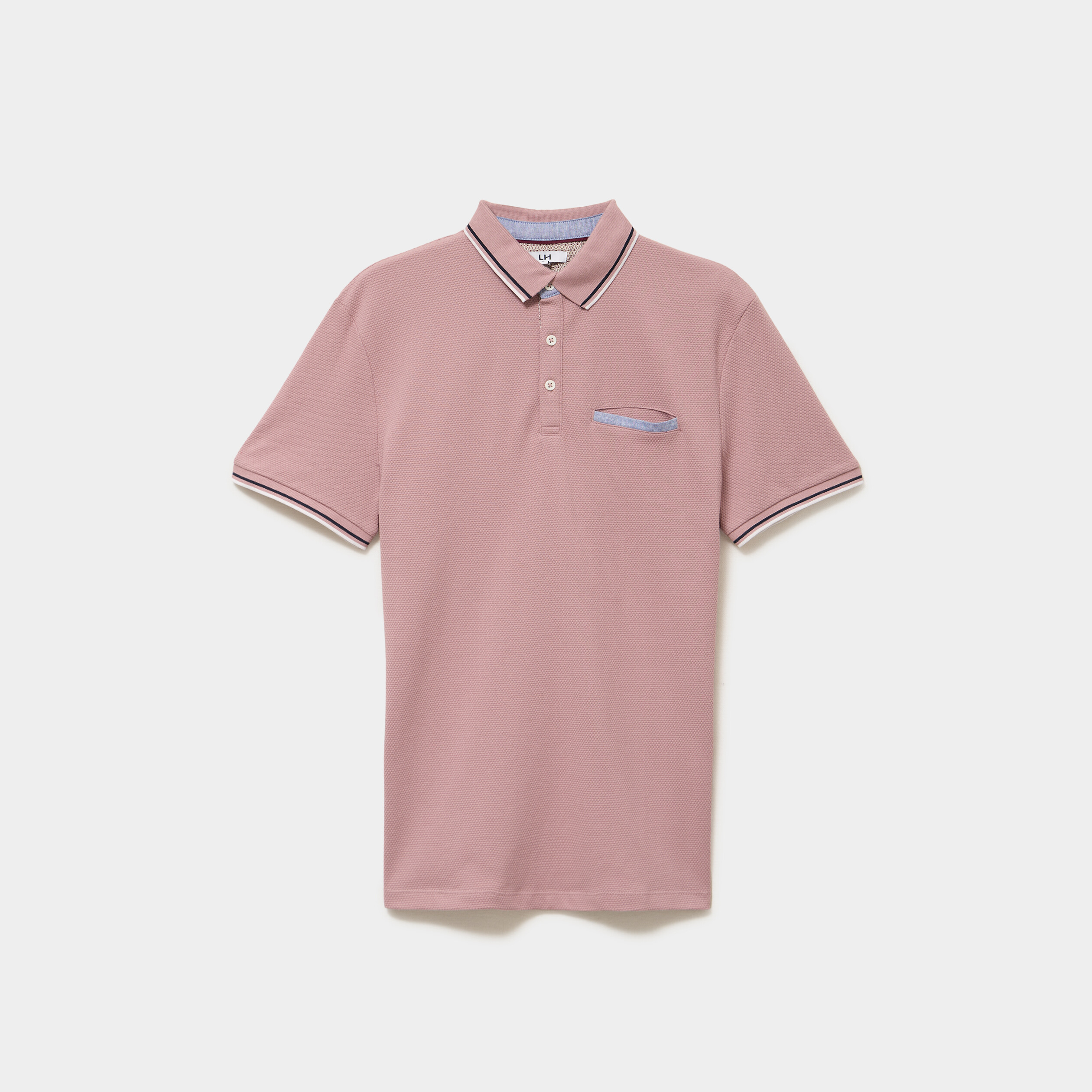 Polo piqu&eacute; manches courtes coton vieux rose homme