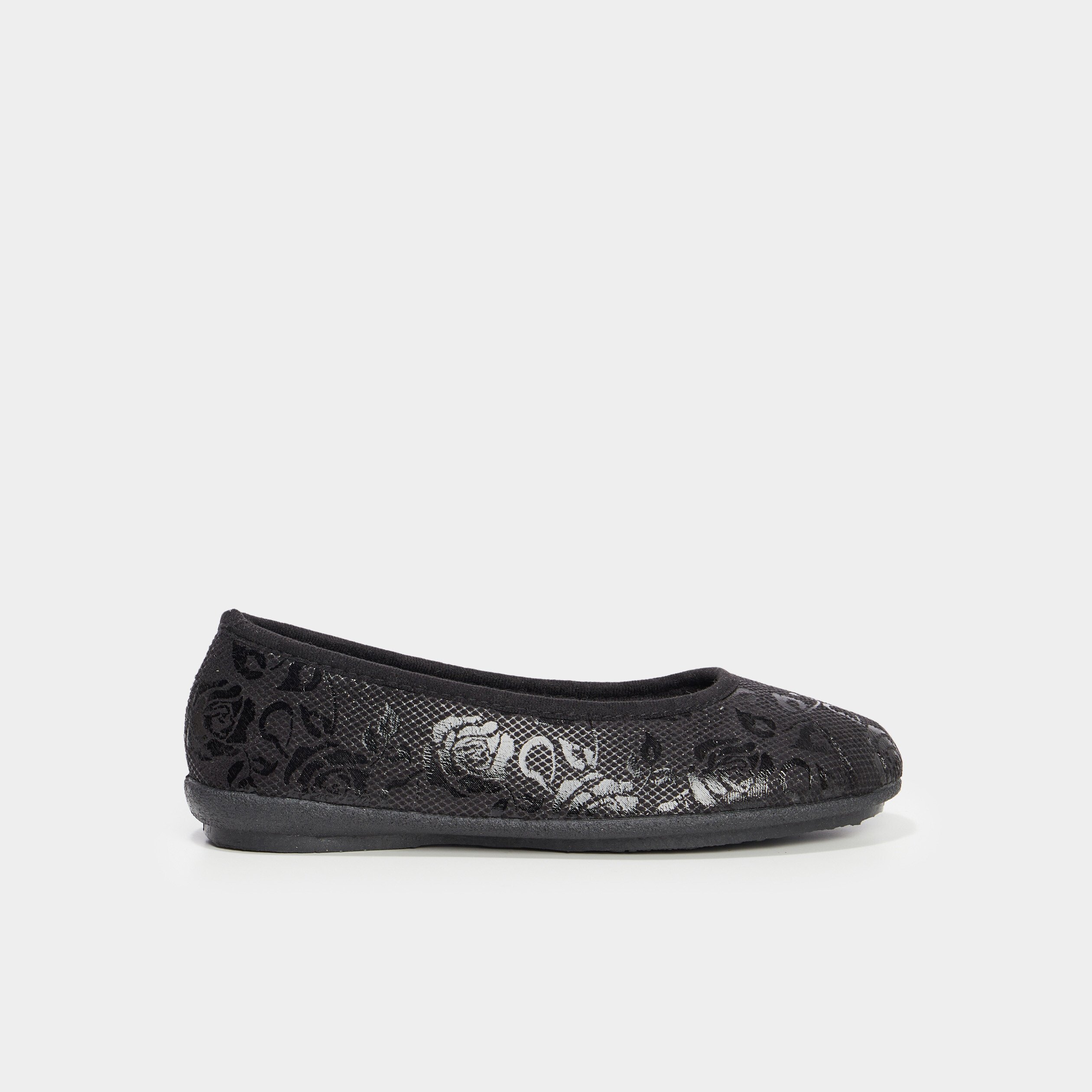 chaussons ballerines details irises noir femme Chaussons ballerines détails irisés noir femme