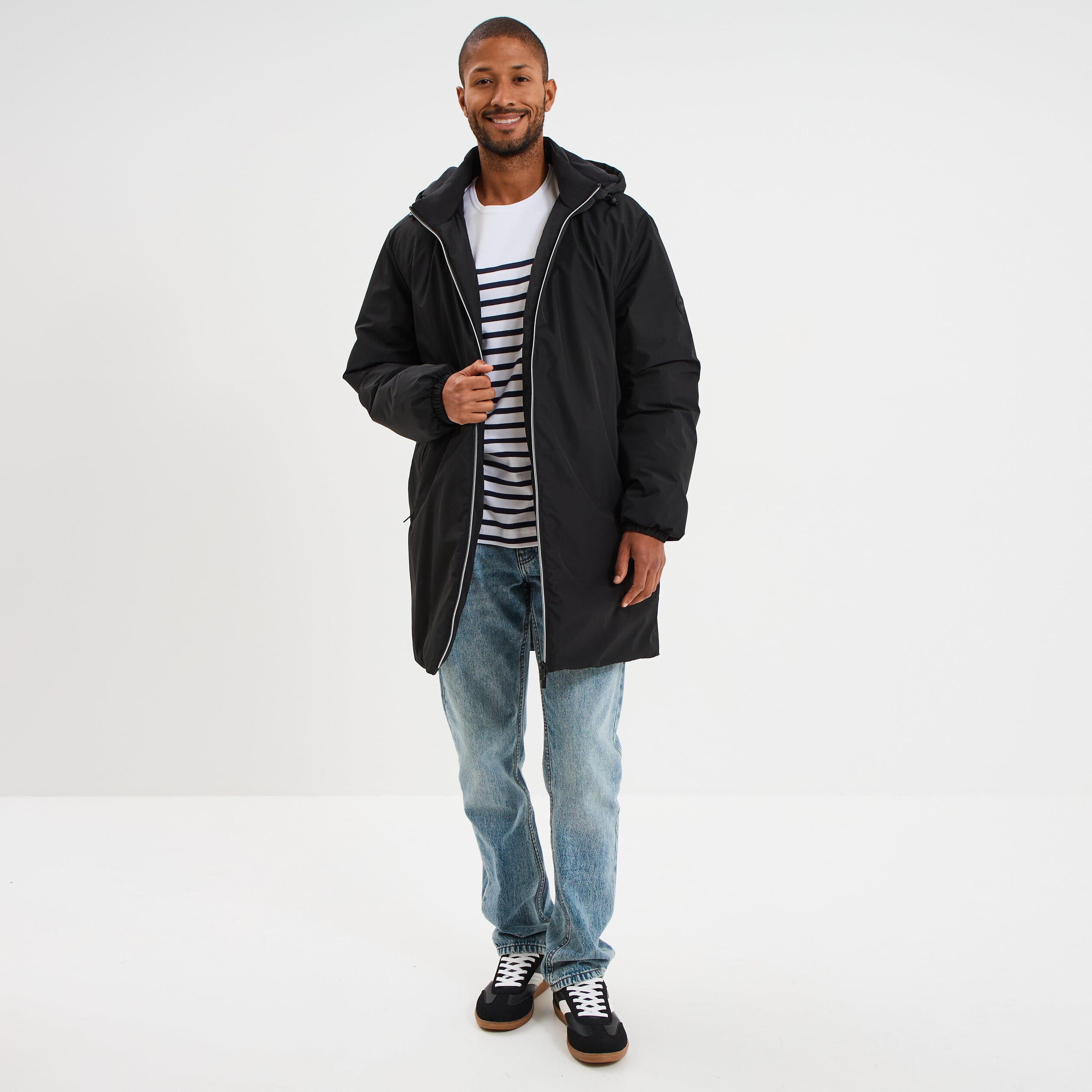 Parka d&eacute;perlante doubl&eacute;e &agrave; capuche noir homme