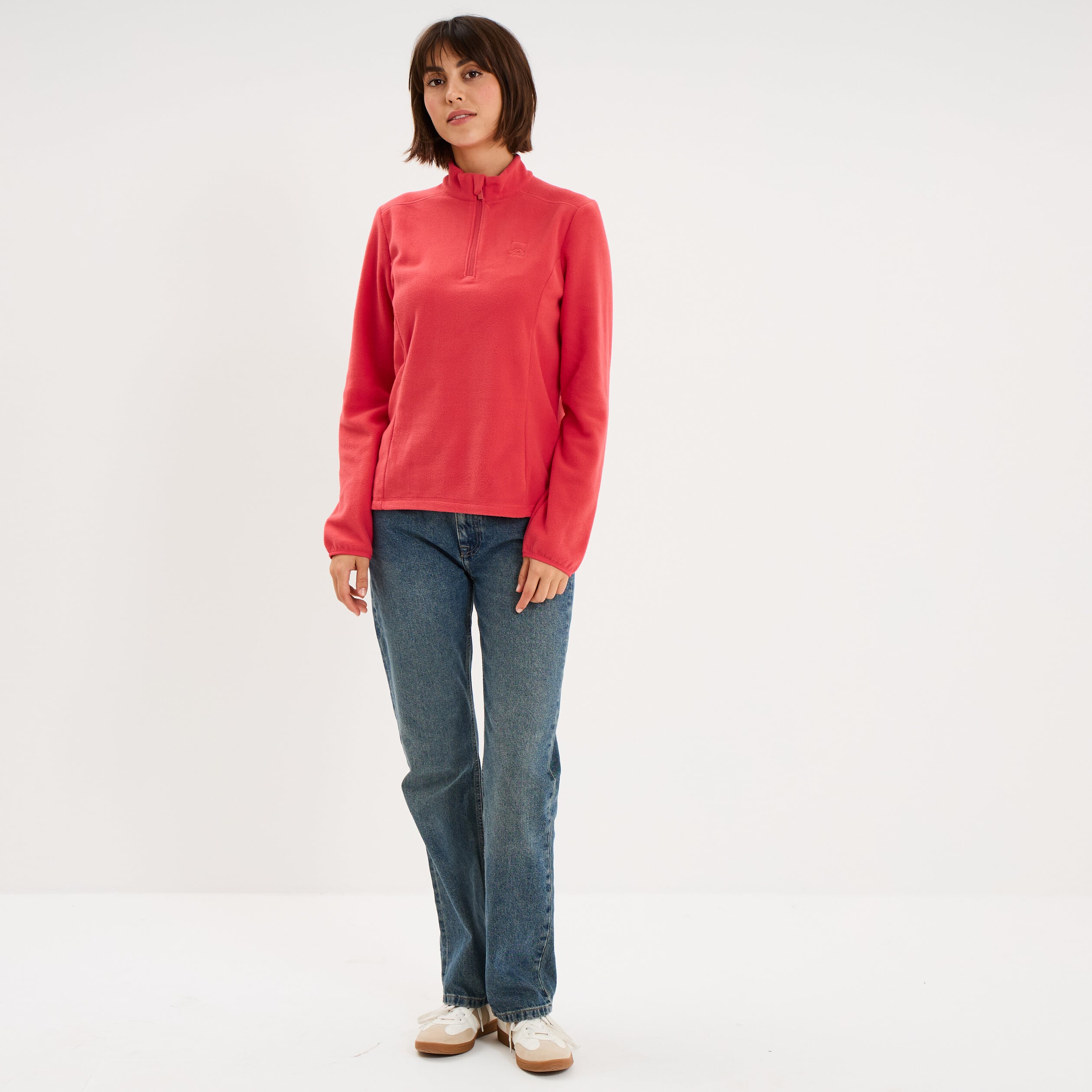 Sweat polaire col camionneur rose femme