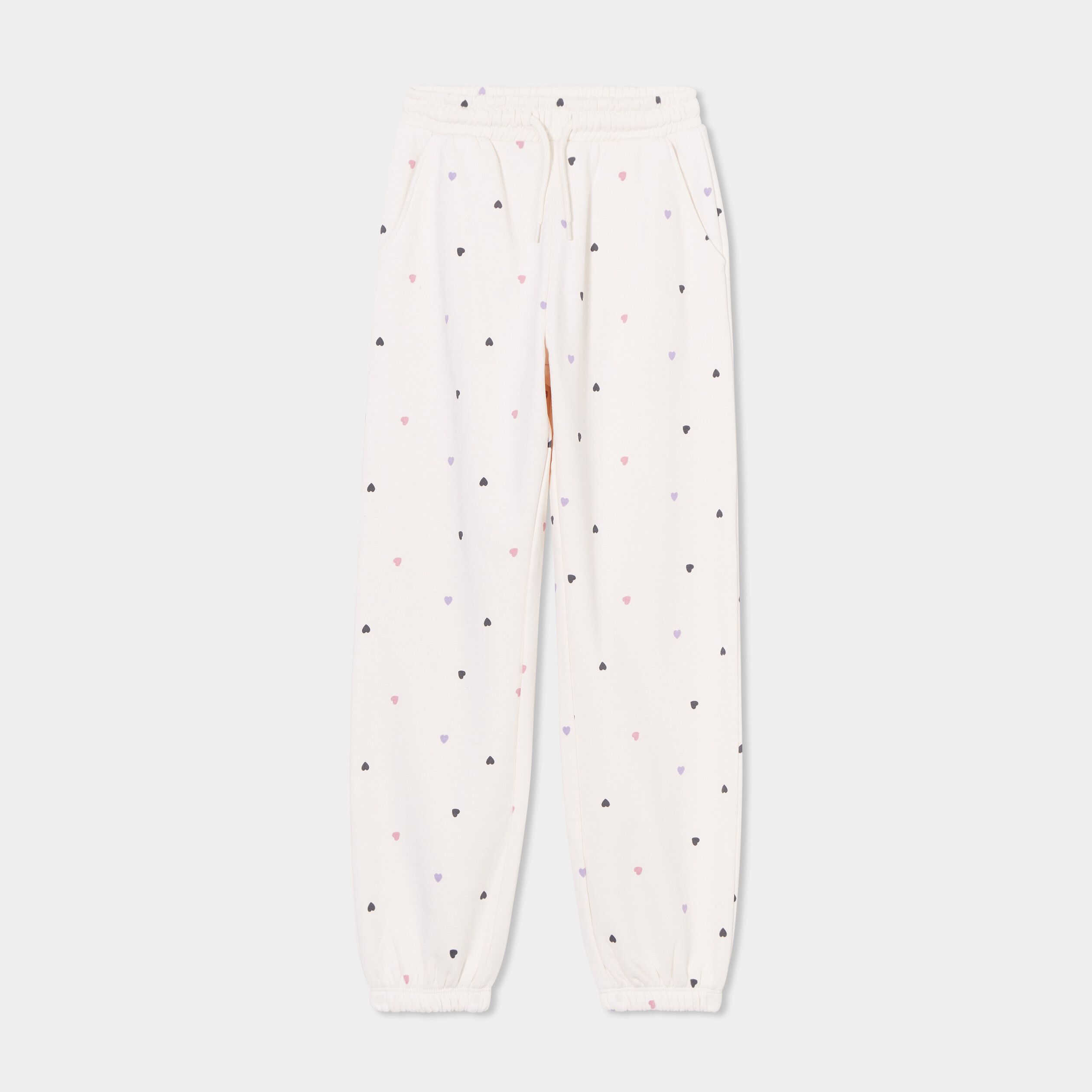 pantalon de jogging bas elastique beige fille Pantalon de jogging bas élastiqué beige fille