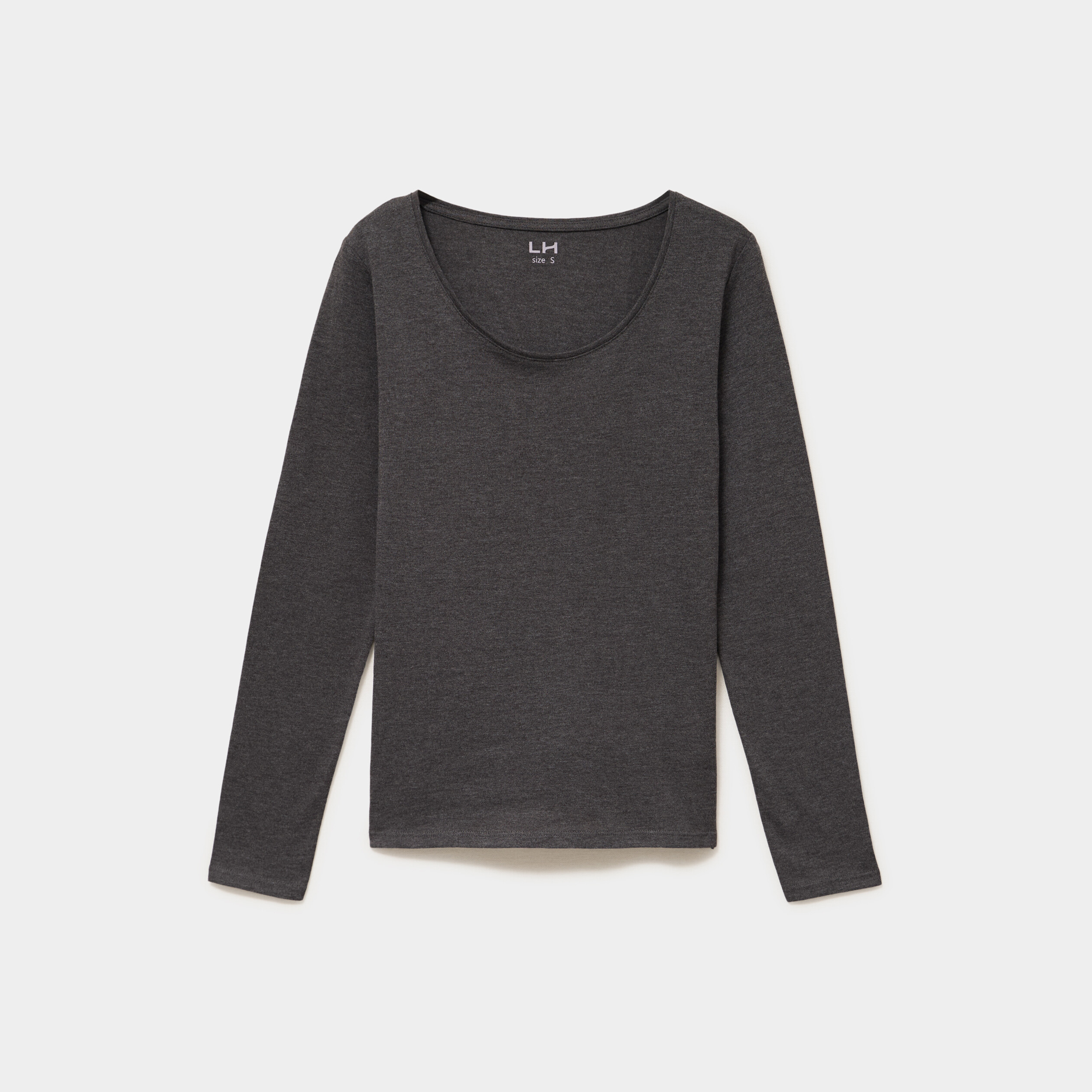 T-shirt &agrave; manches longues gris fonc&eacute; femme