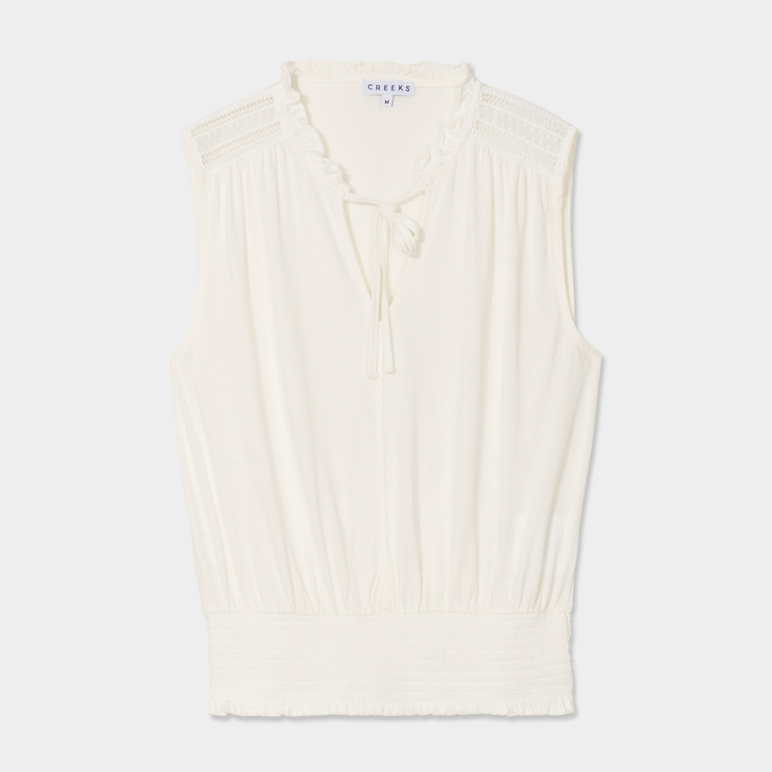 t shirt taille smockee creeks blanc femme T-shirt taille smockée Creeks blanc femme