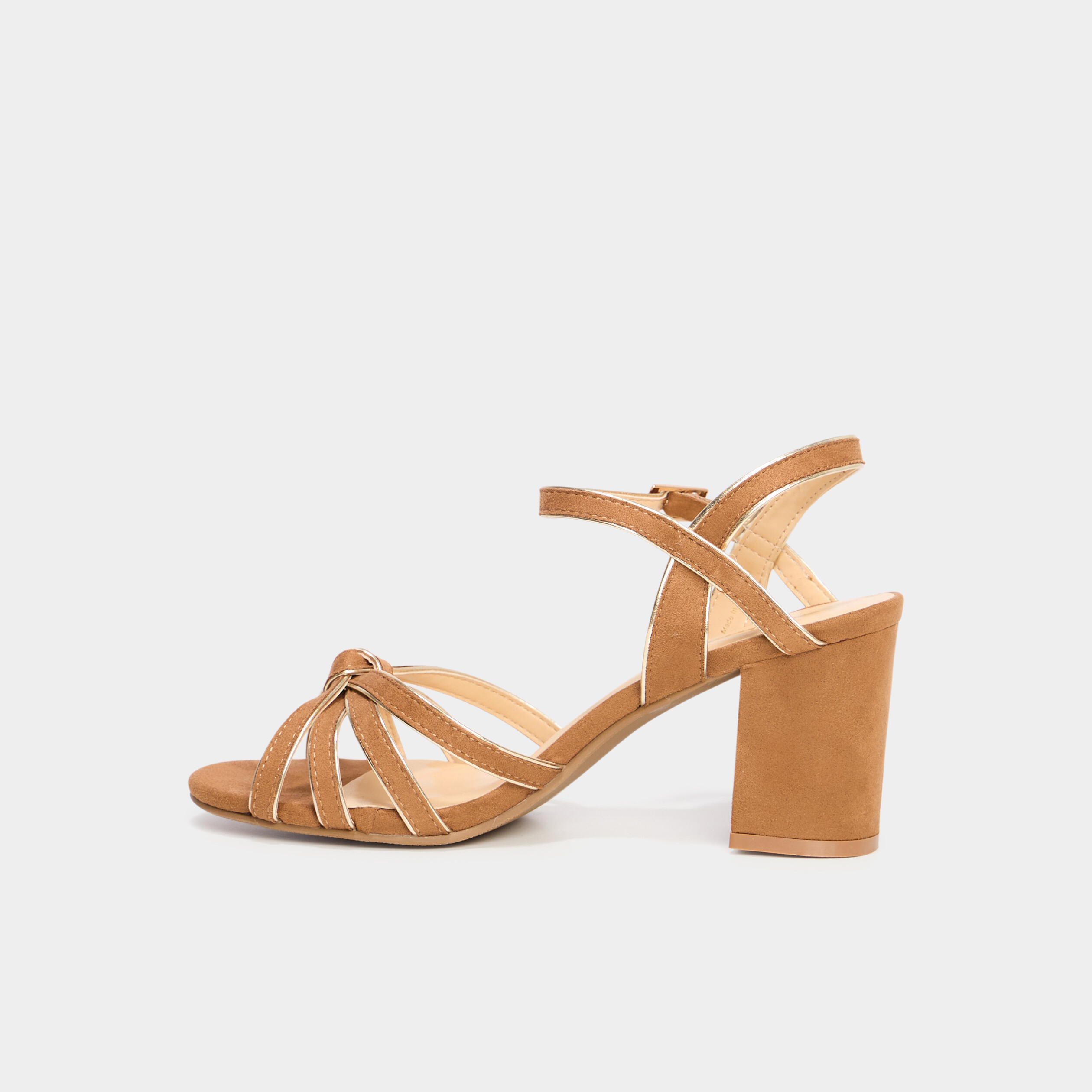 sandales a talons effet suedine camel femme Sandales à talons effet suédine camel femme