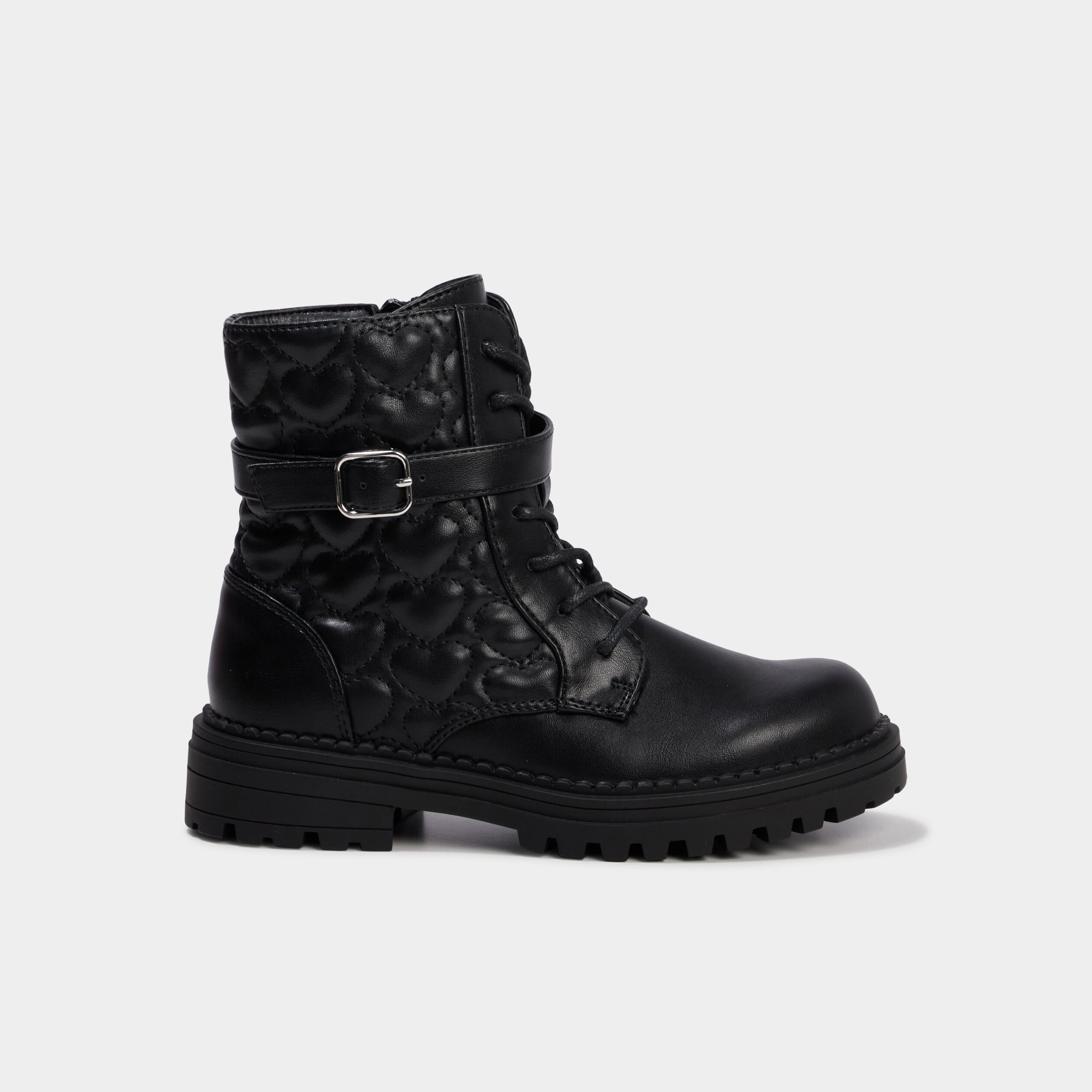 Boots matelass&eacute;es avec boucles noir fille