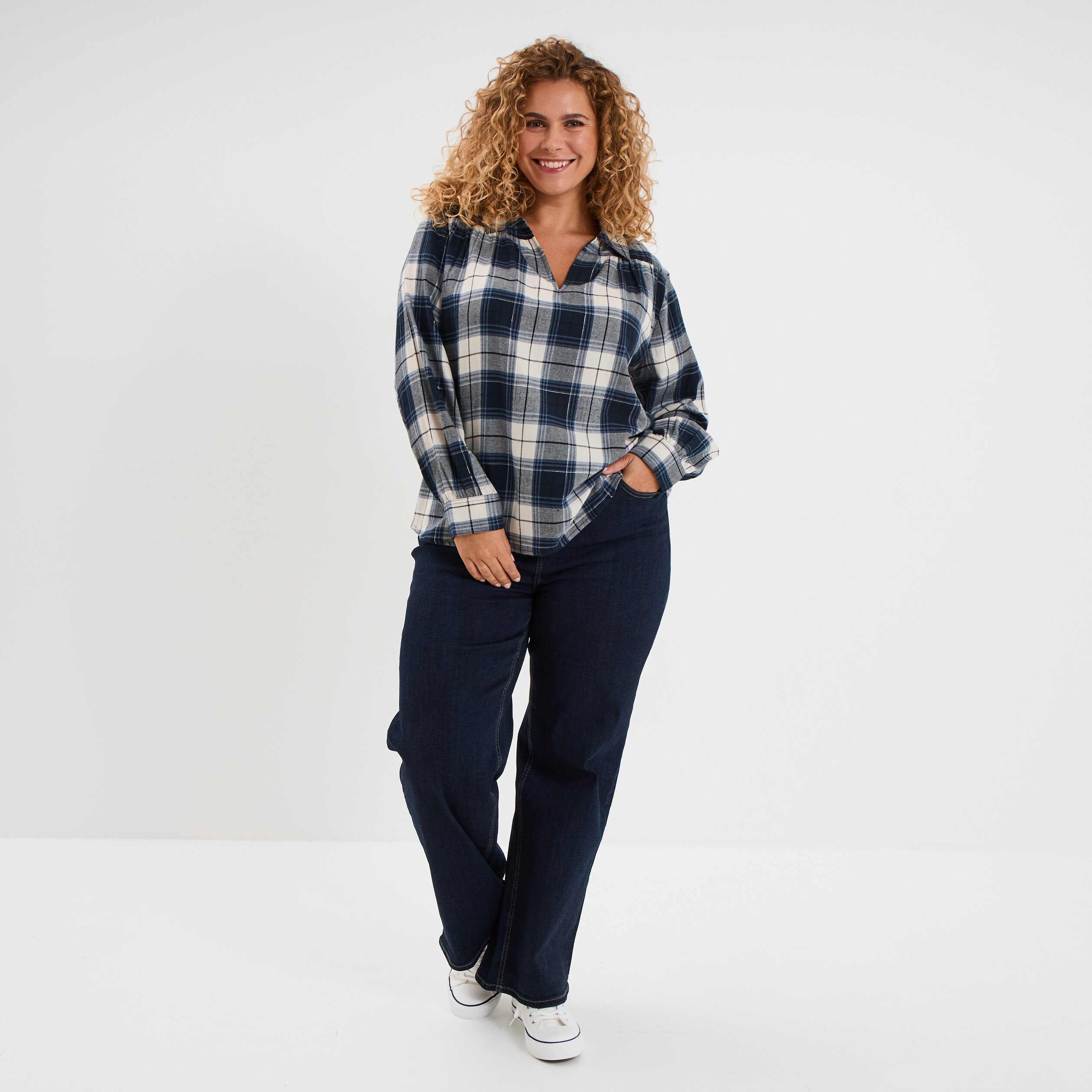 blouse droite manches longues bleu marine femmegt Blouse droite manches longues bleu marine femme grande taille