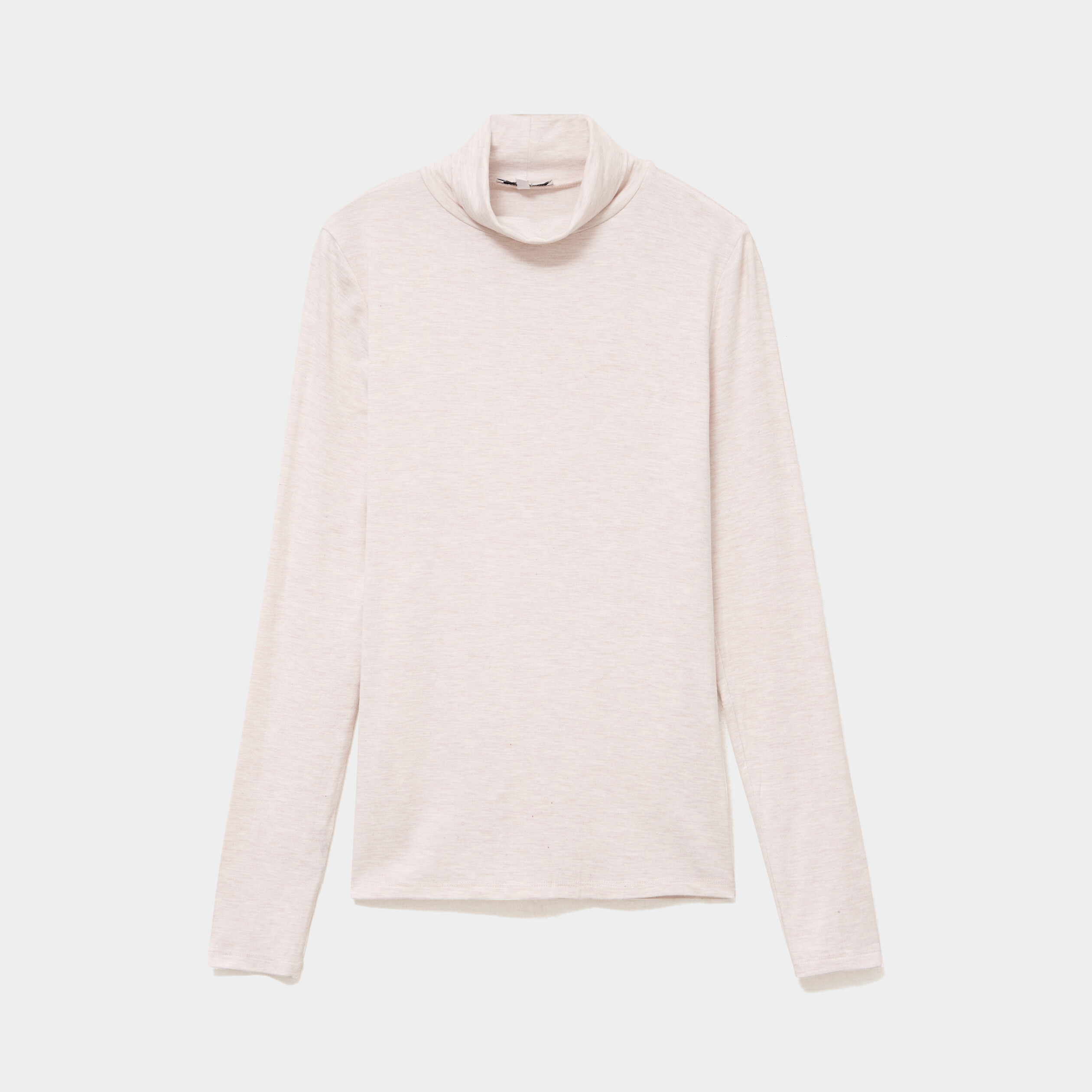 T-shirt manches longues col roul&eacute; beige femme