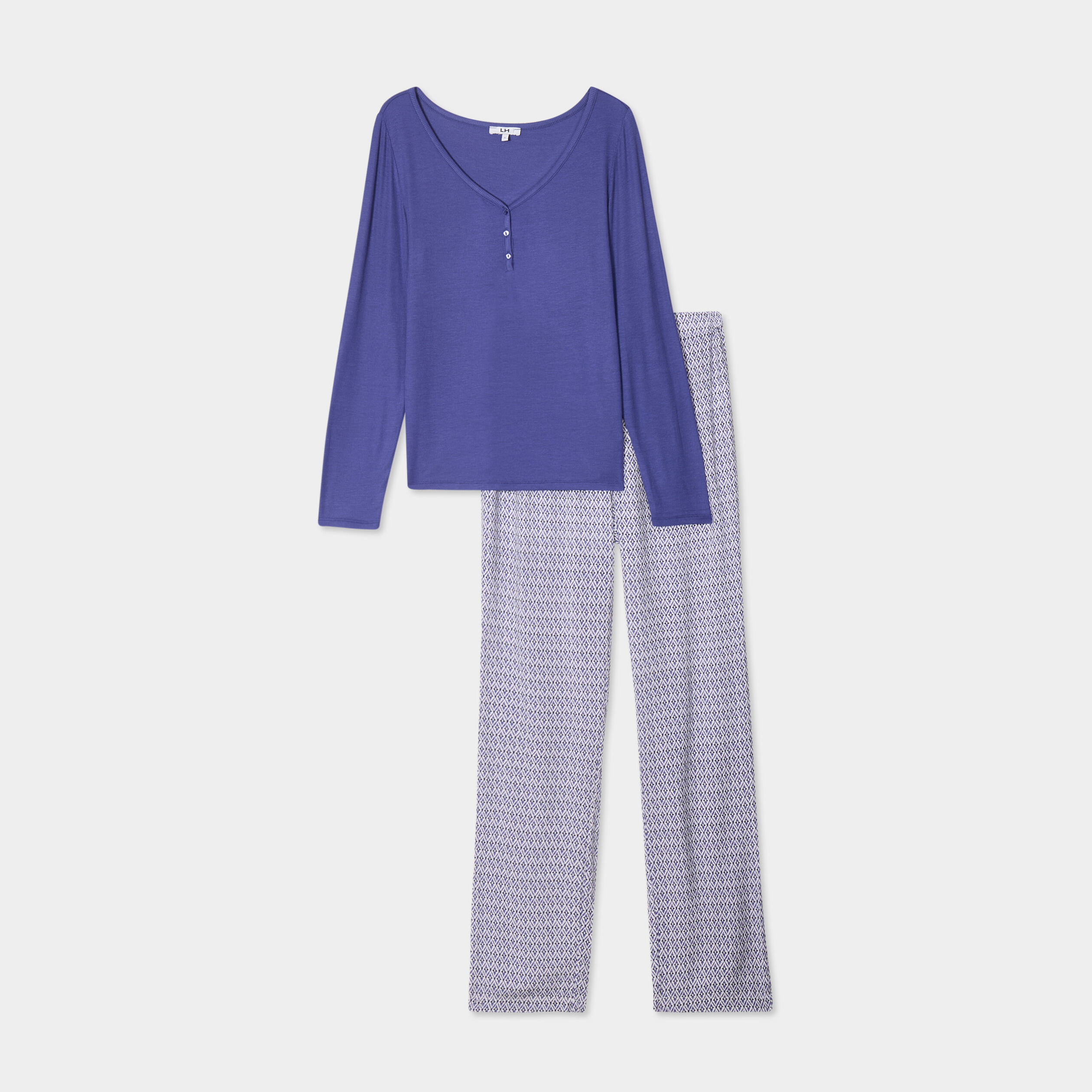 Pyjama Femme LAPASA - Haut Manches Longues + Pantalon - Coton Ou Polaire - Taille élastique + Poches