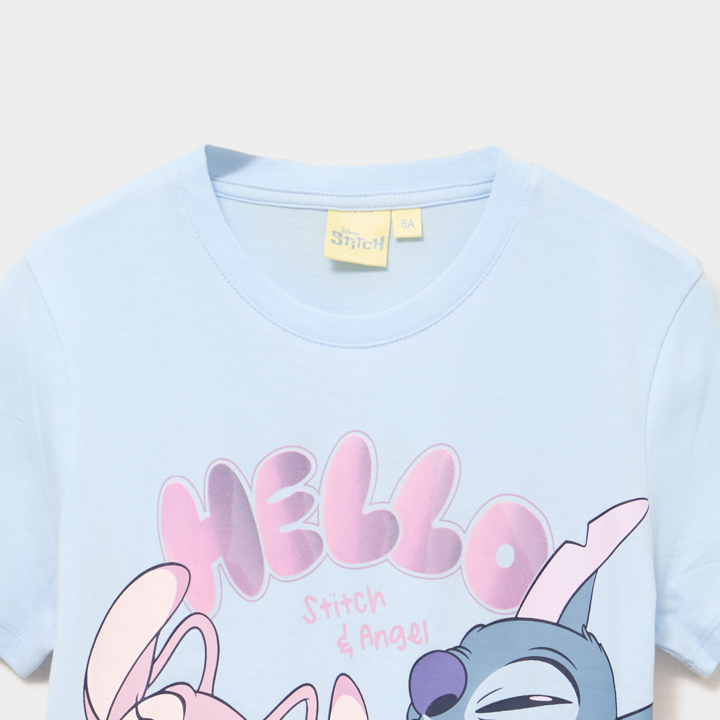T-shirt manches courtes coton Stitch bleu clair fille