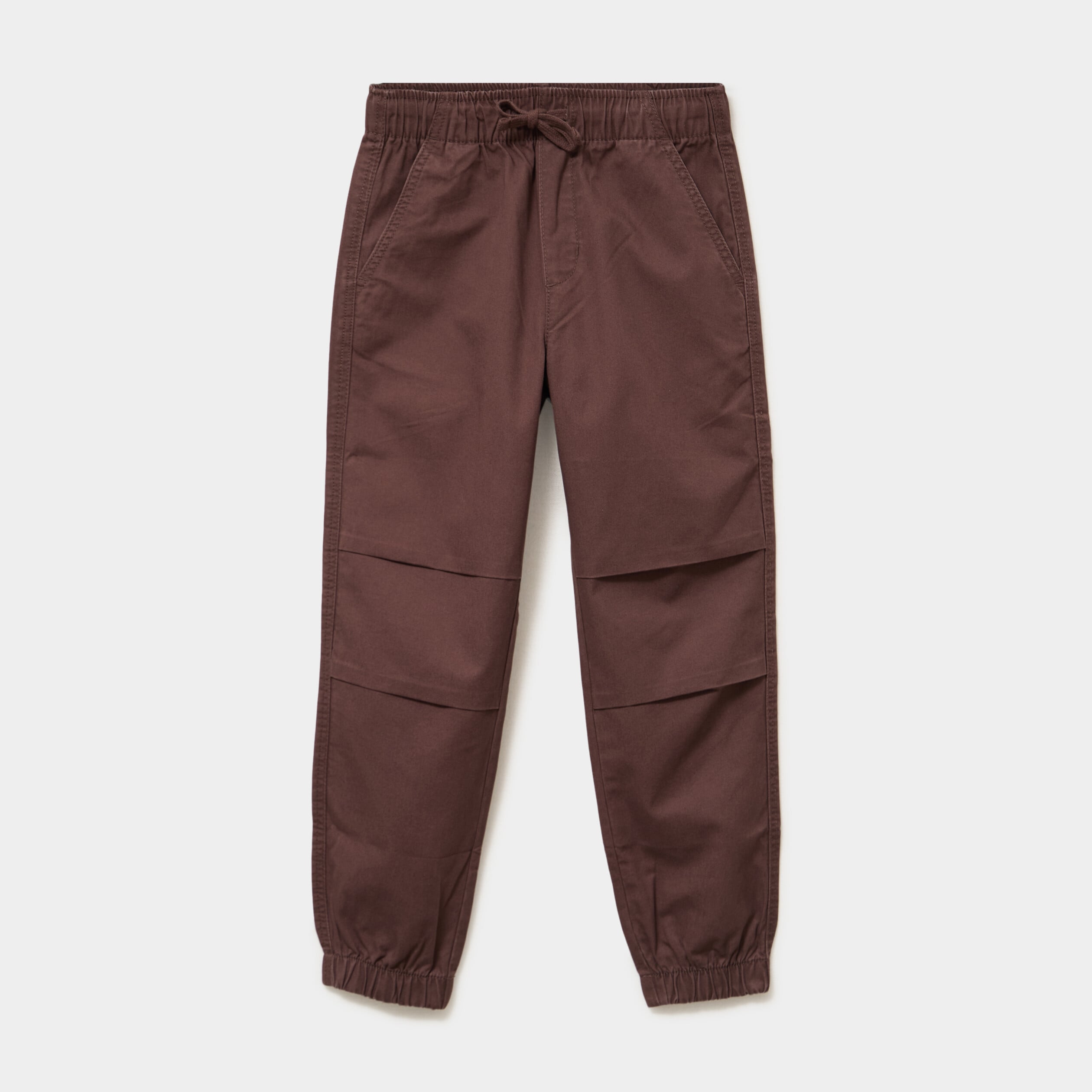 Pantalon battle taille &eacute;lastiqu&eacute;e coton marron fonc&eacute; gar&ccedil;on