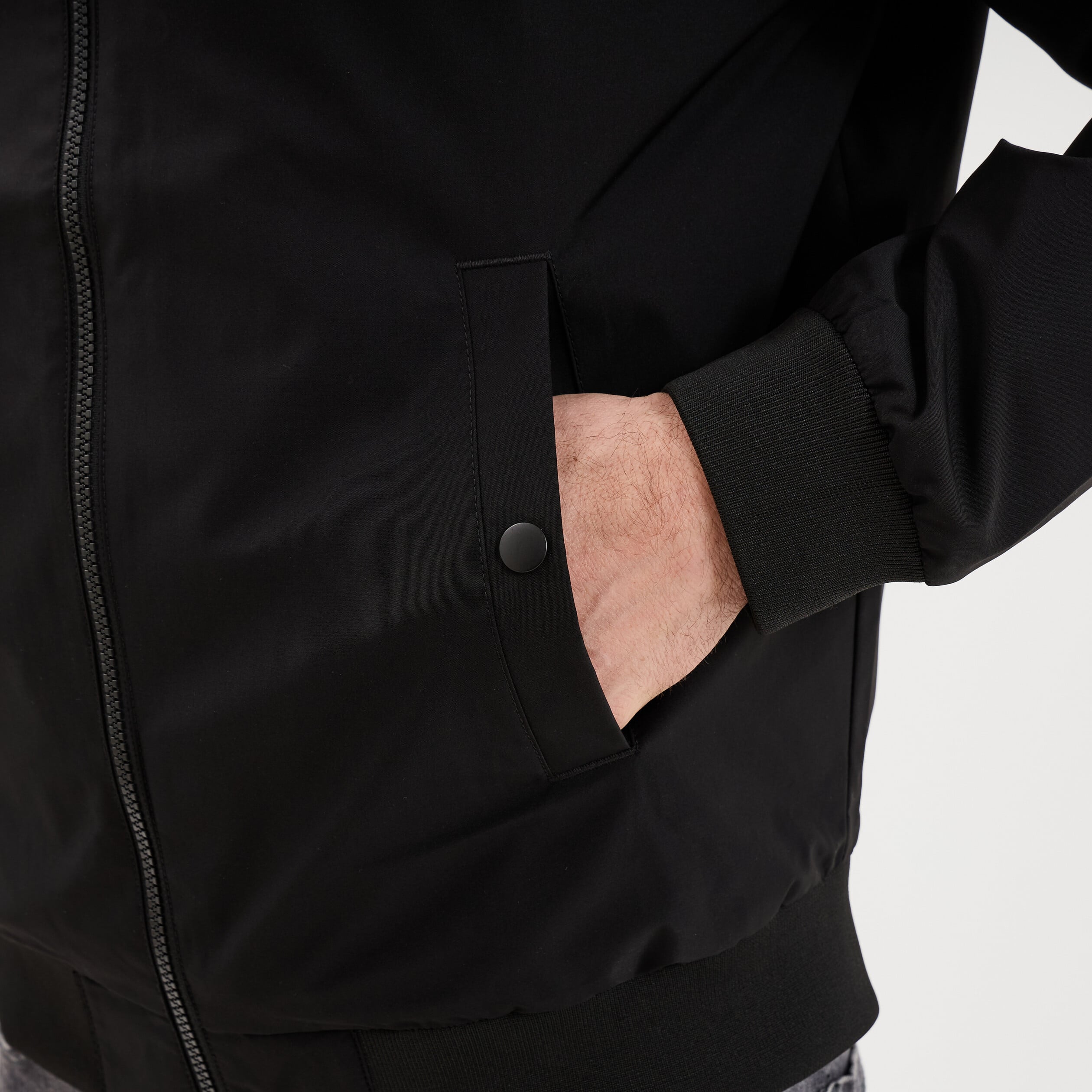 Blouson col teddy d&eacute;perlant noir homme