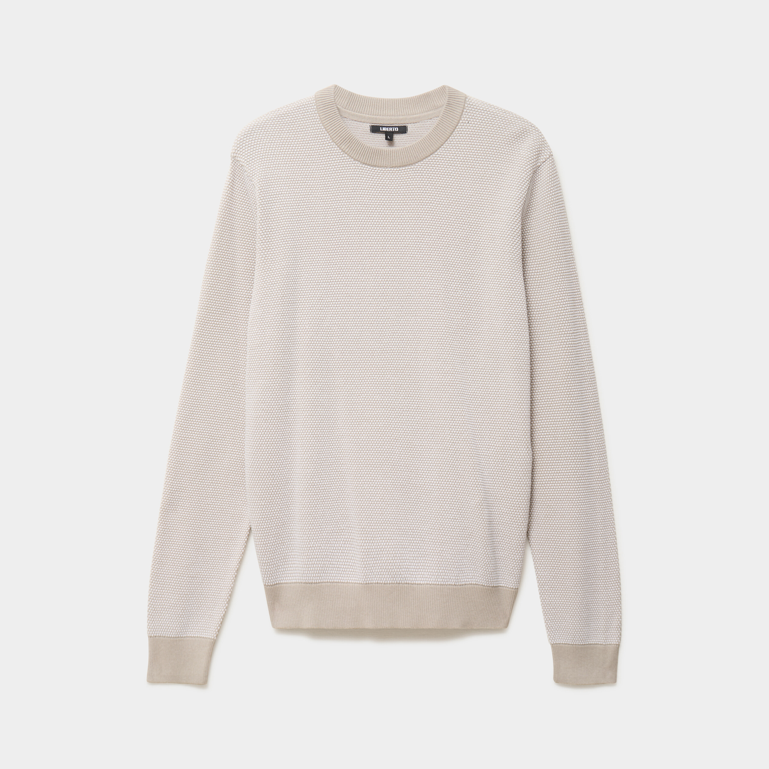 Pull col rond manches longues gris clair homme