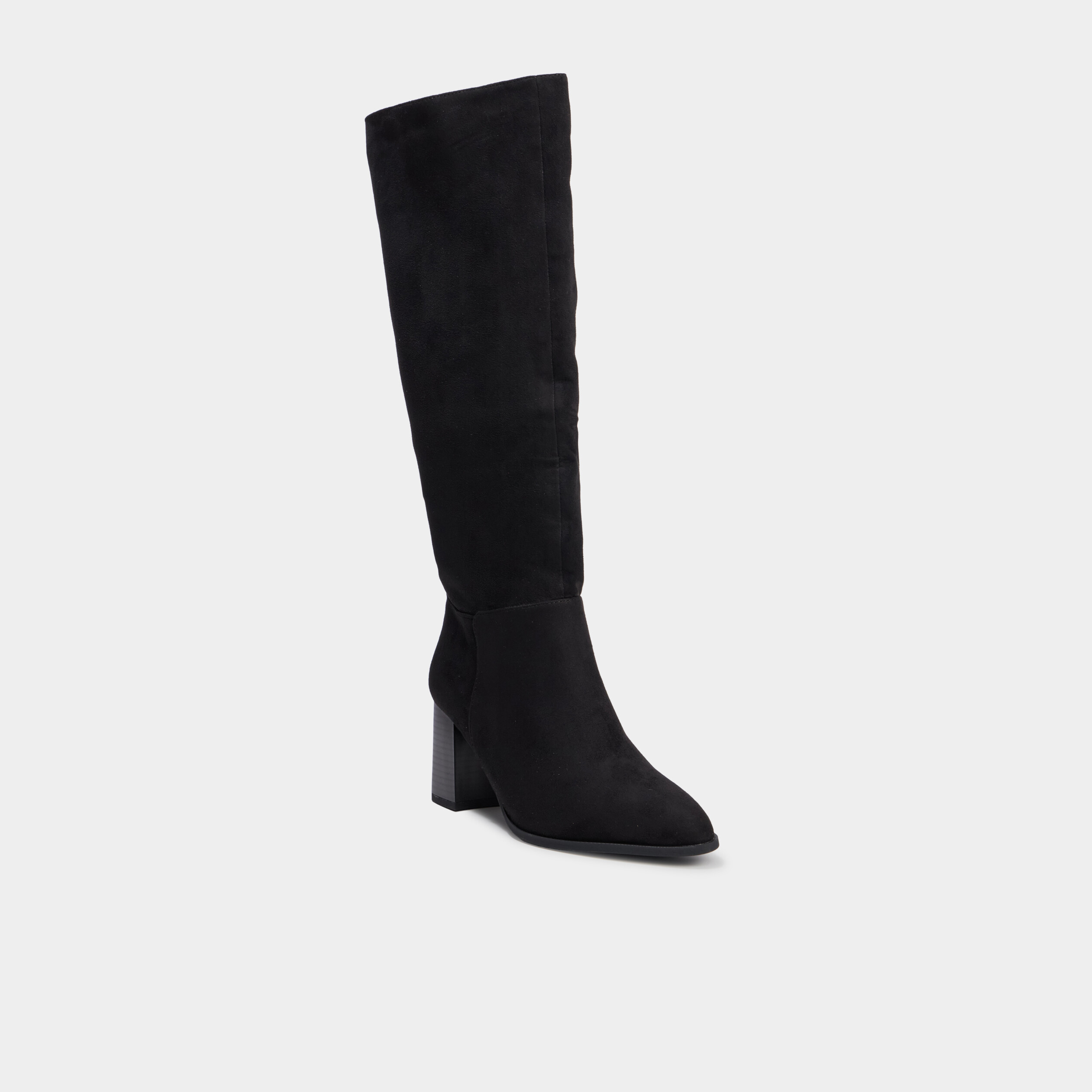 Bottes hautes &agrave; talons su&eacute;dine noir femme