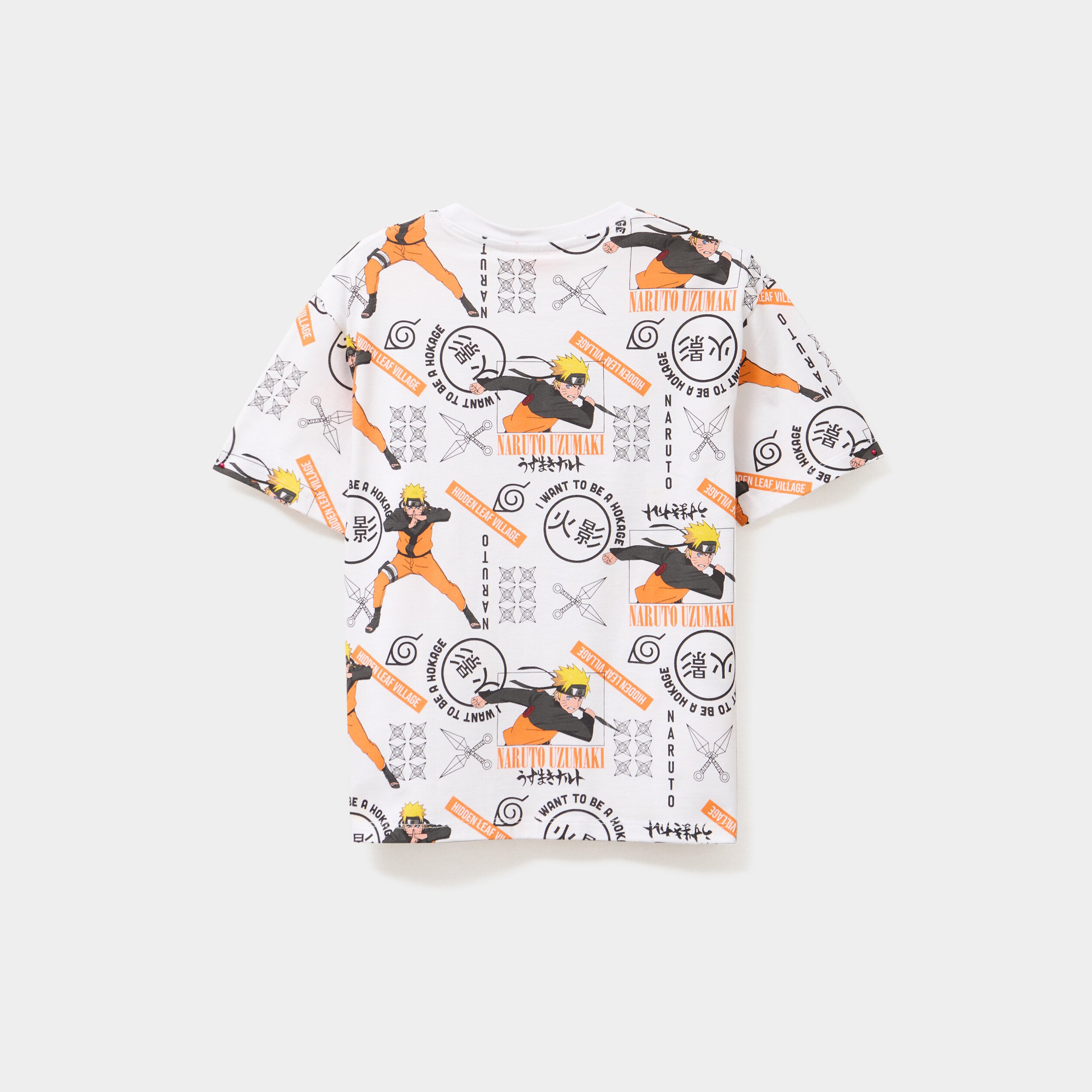 t shirt manches courtes coton naruto blanc garcon T-shirt manches courtes coton Naruto blanc garçon