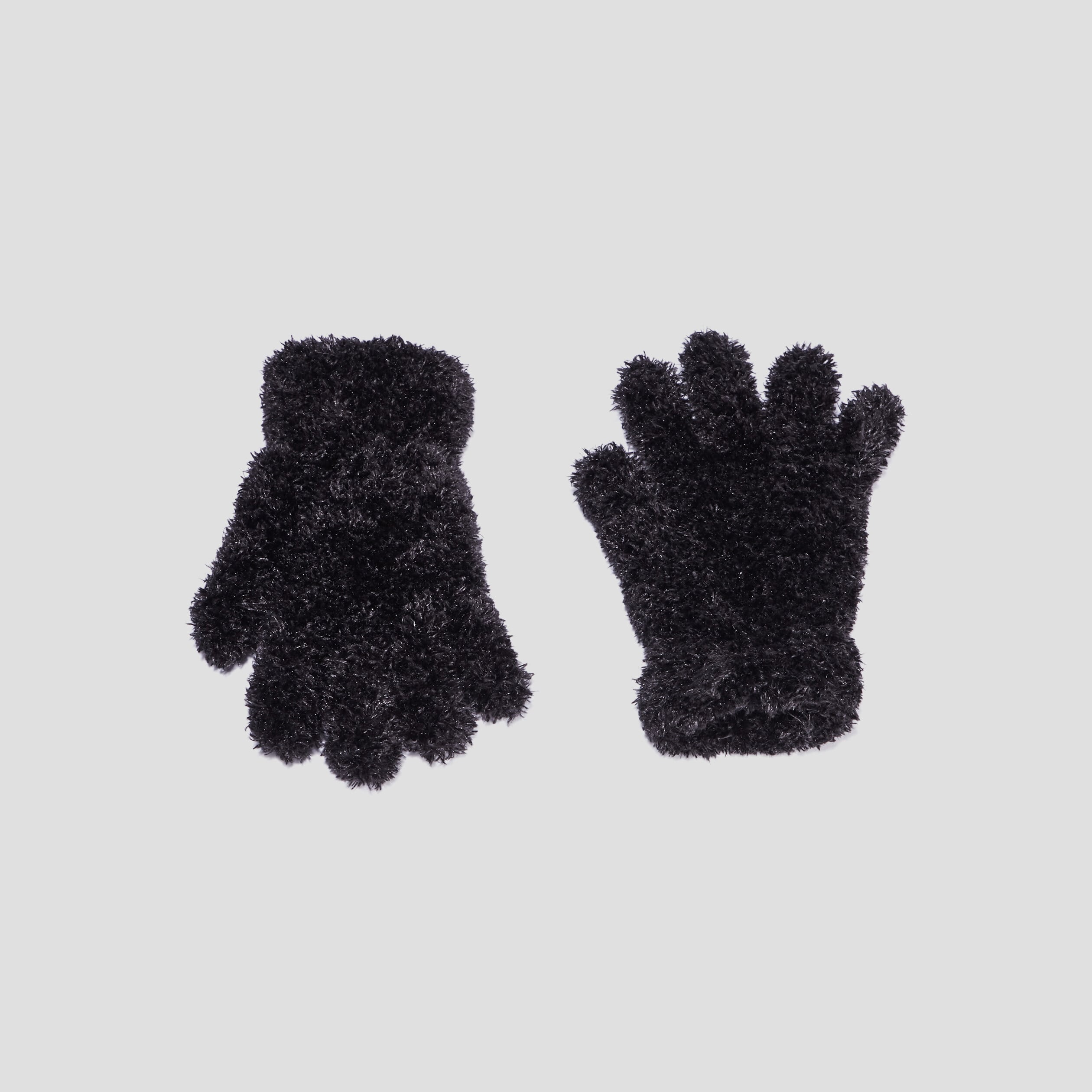 Gants fausse fourrure noir femme