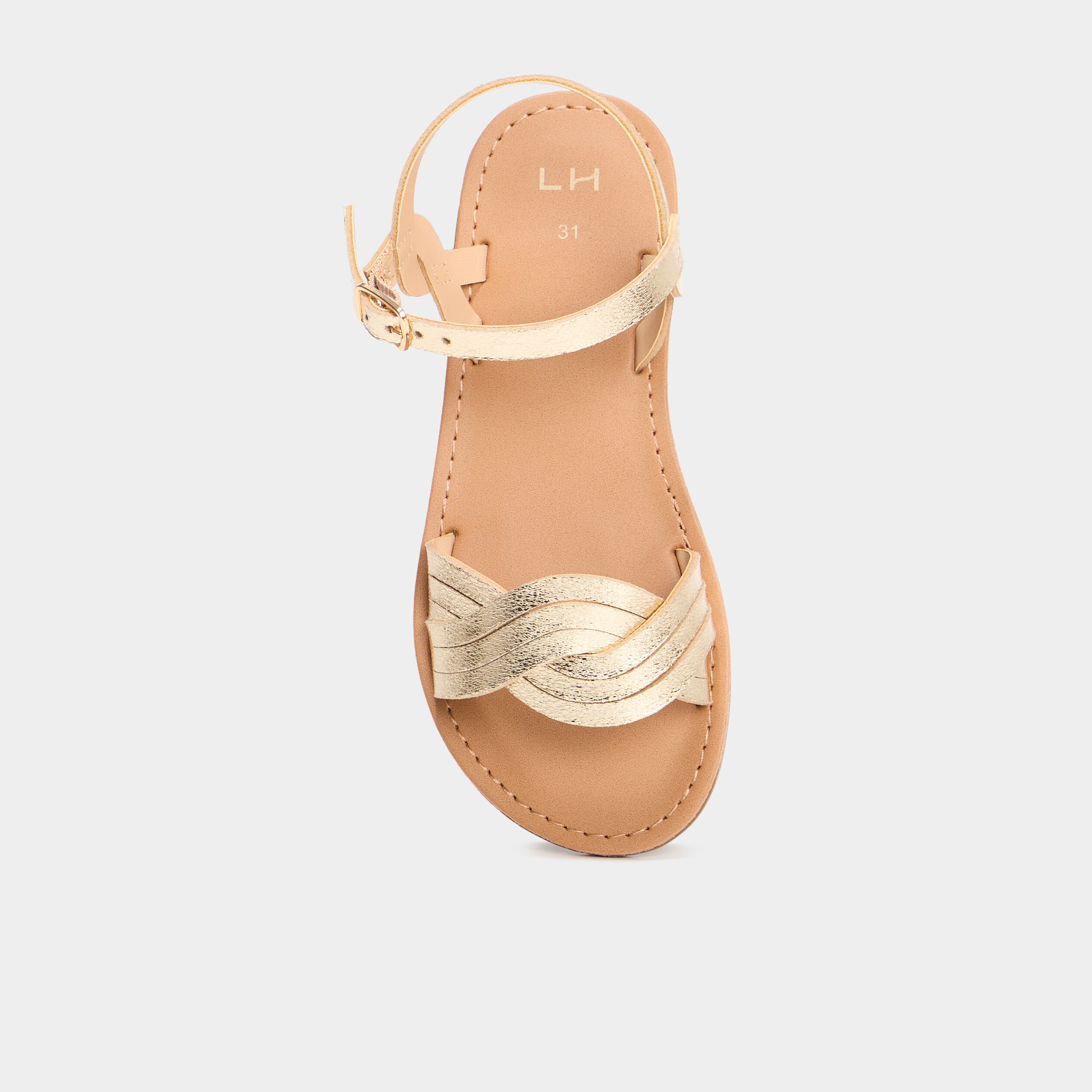 sandales tressees plates jaune or fille Sandales tressées plates jaune or fille