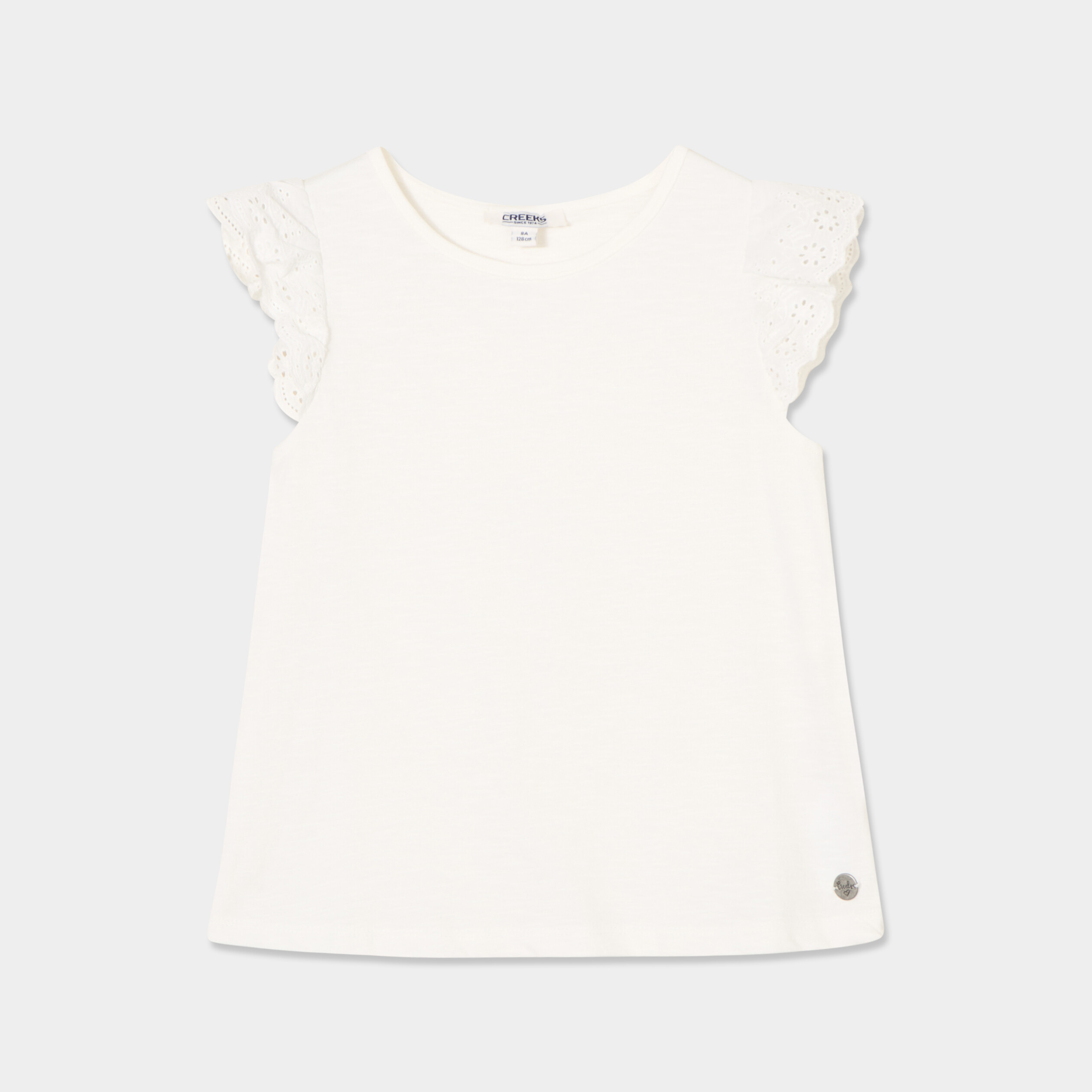 t shirt manches broderie anglaise ivoire fille T-shirt manches broderie anglaise ivoire fille