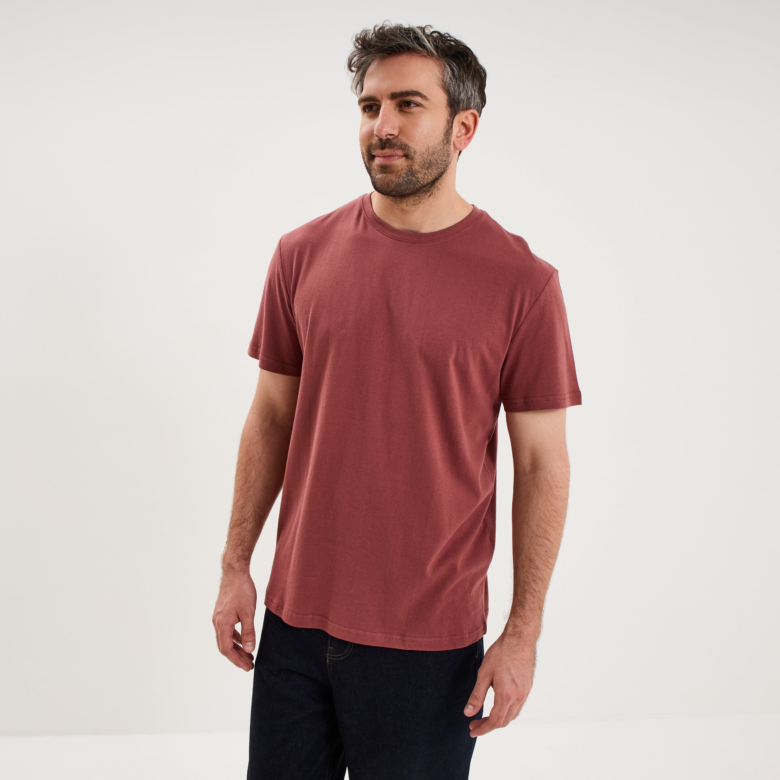T-shirt droit en coton manches courtes vieux rose homme