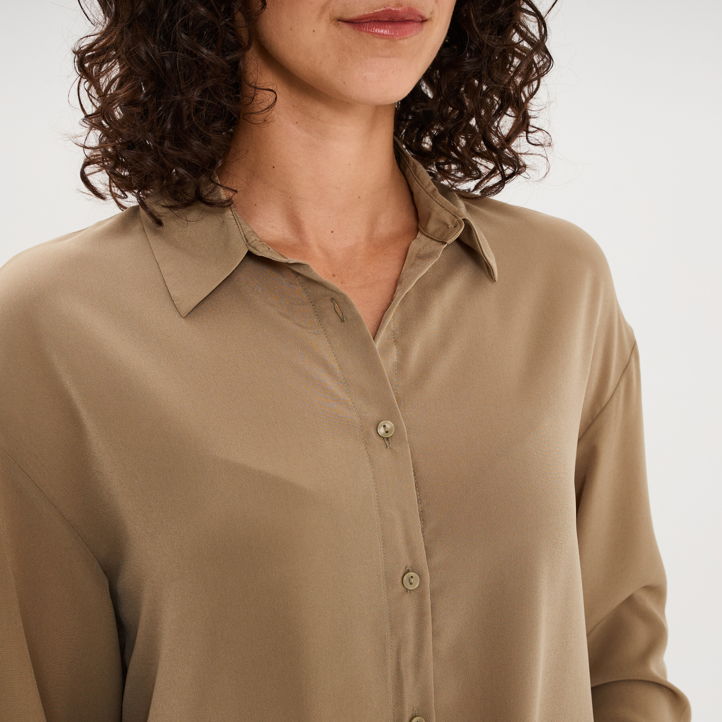 Chemise fluide manches longues vert femme