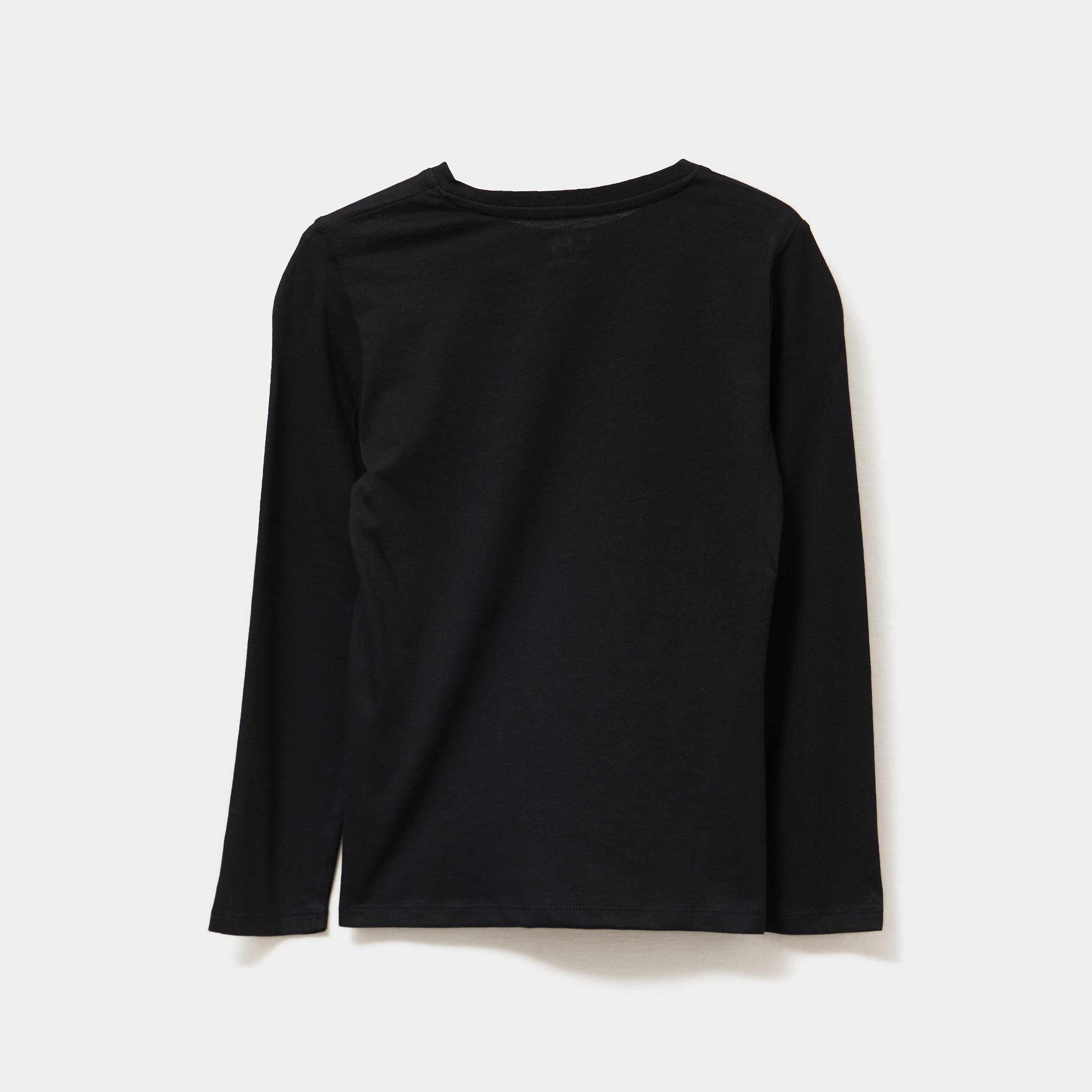 T-shirt col rond manches longues coton noir garçon