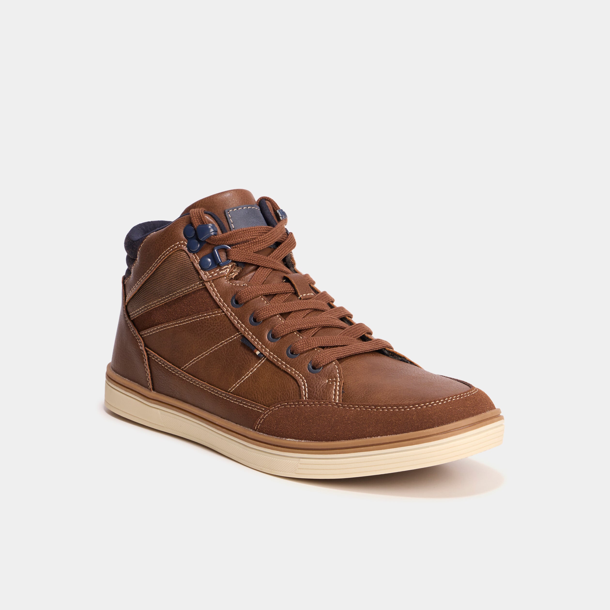 Baskets montantes &agrave; lacets marron clair homme