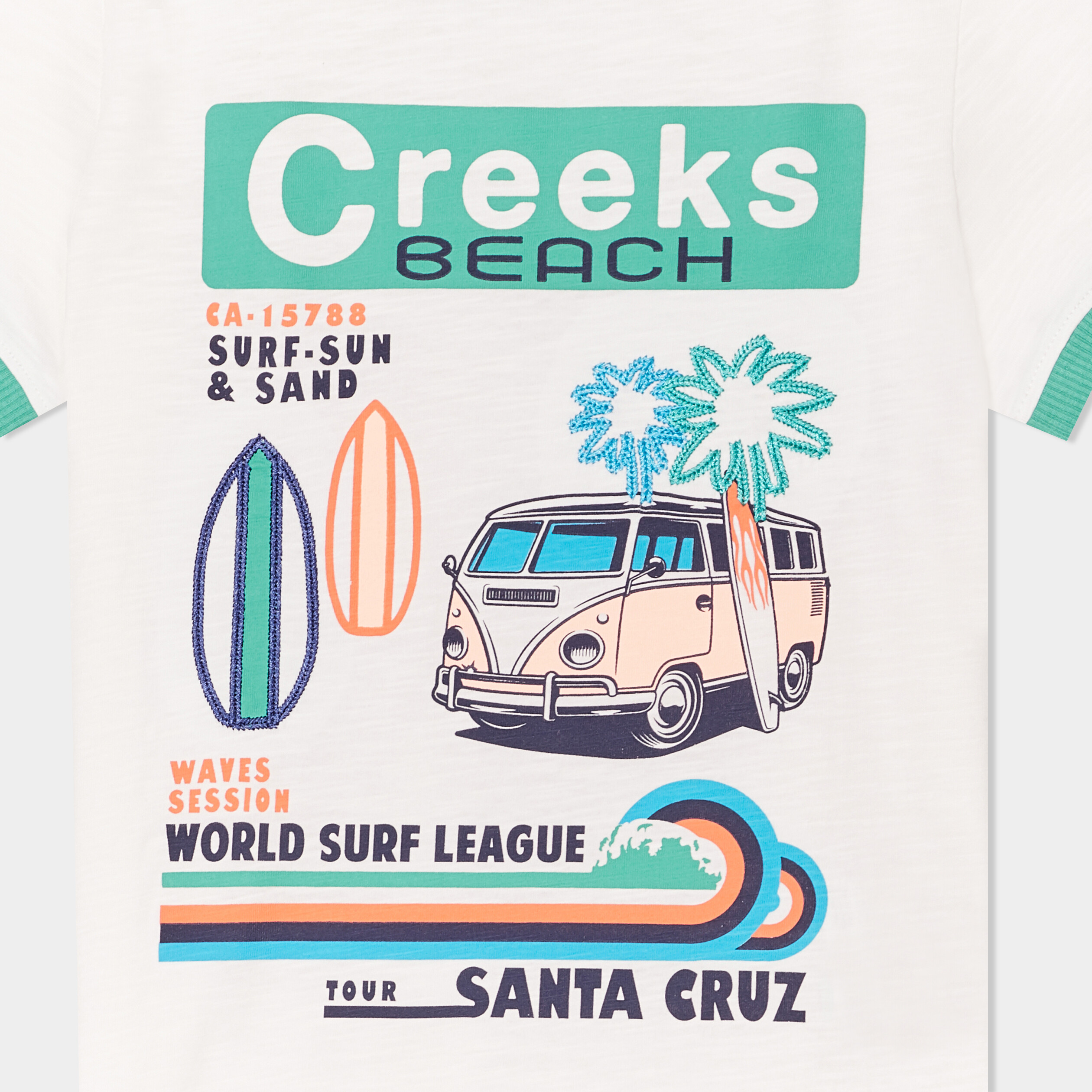 t shirt manches courtes coton creeks blanc garcon T-shirt manches courtes coton Creeks blanc garçon