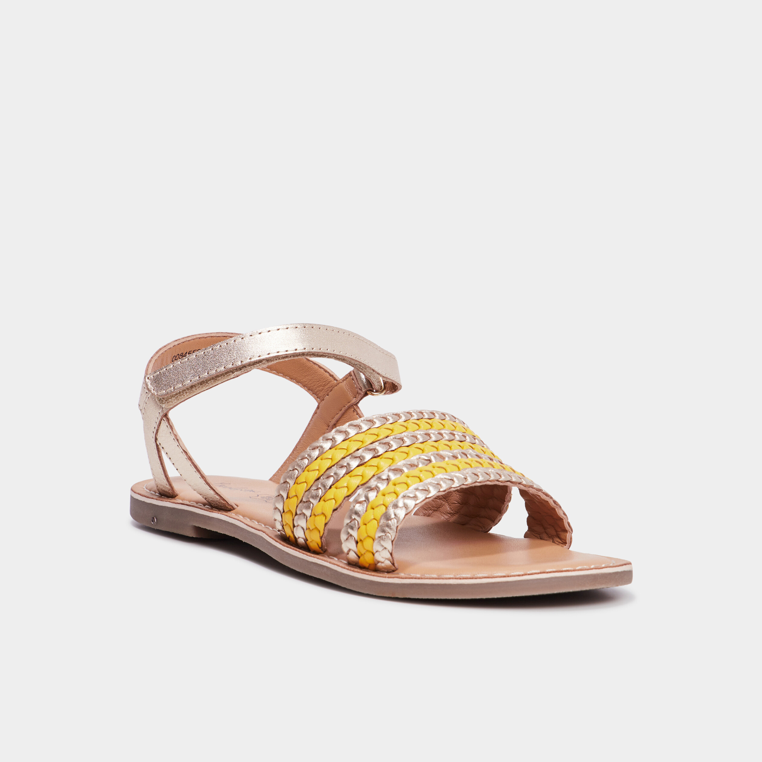 Sandales tress&eacute;es en cuir Creeks jaune or fille