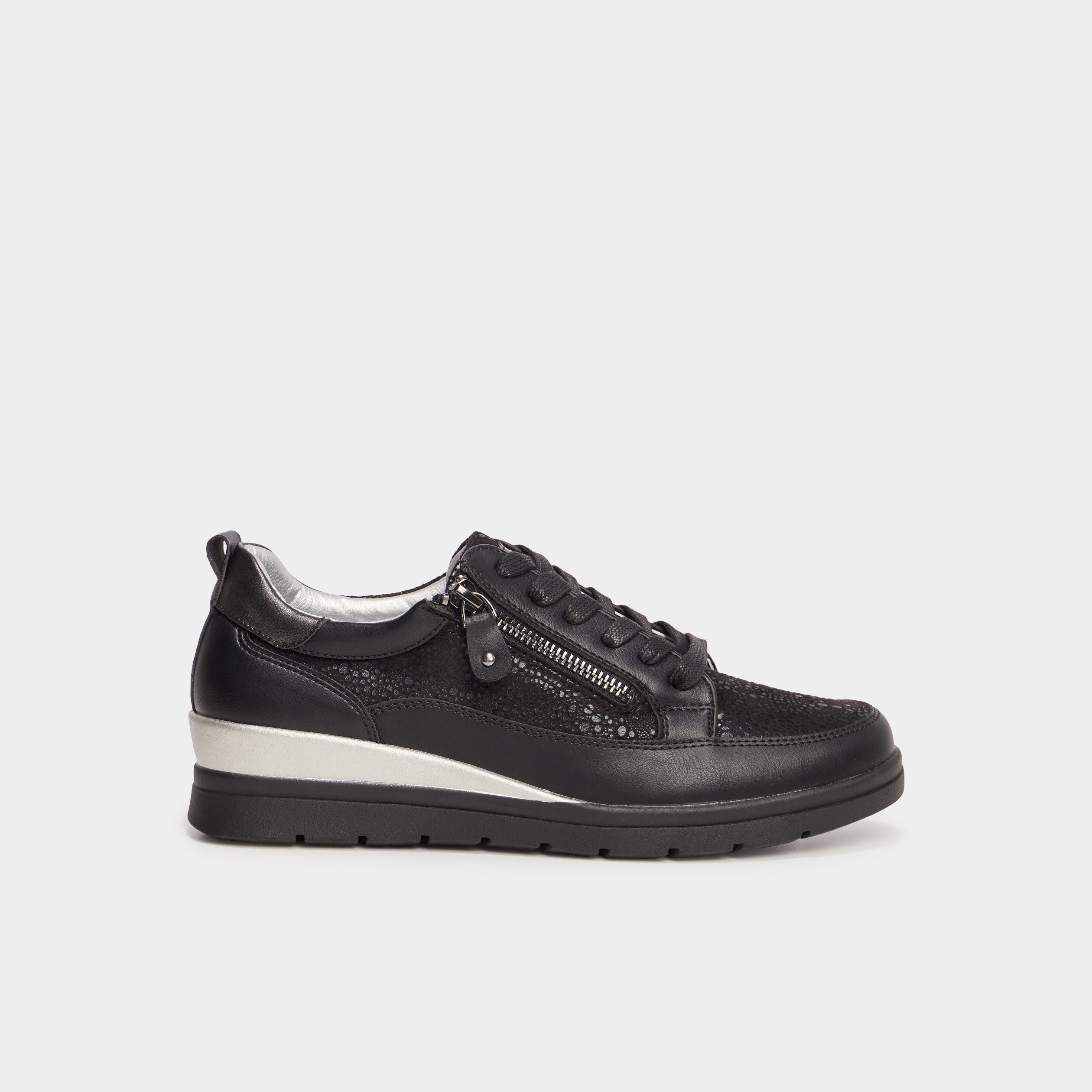 tennis basses pied large confortissimo noir femme Tennis basses pied large Confortissimo noir femme