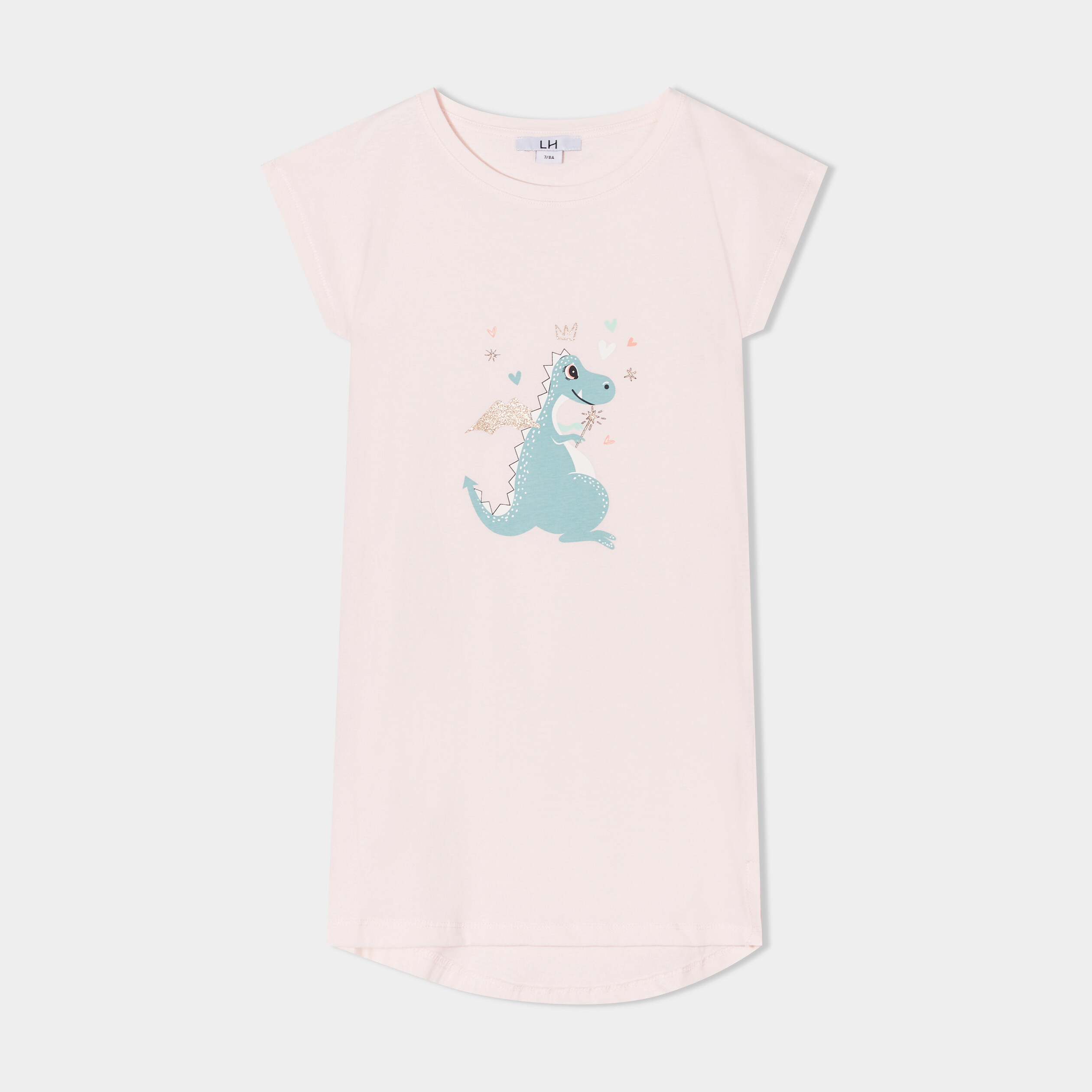 chemise de nuit manches courtes coton rose poudree fille Chemise de nuit manches courtes coton rose poudrée fille