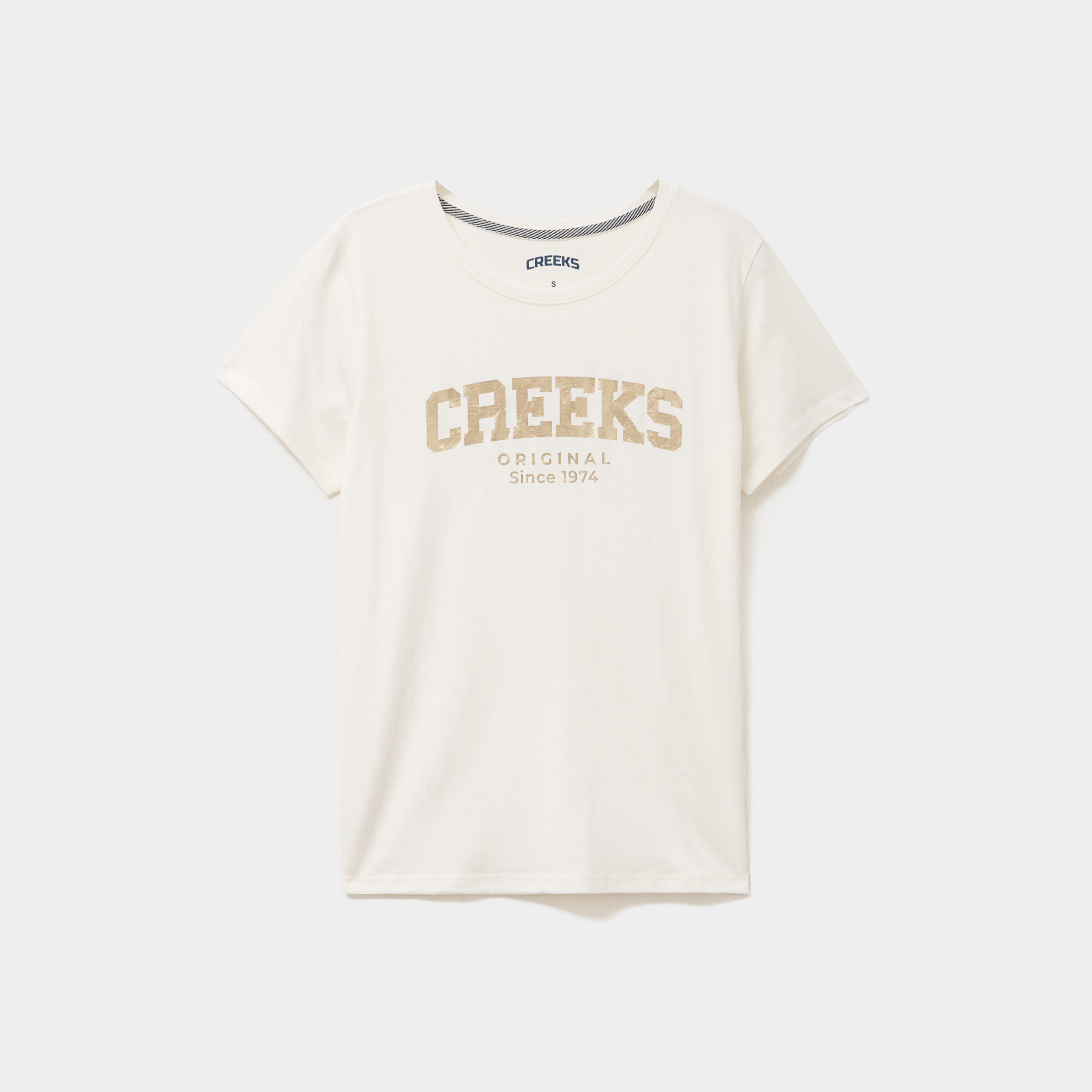 t shirt col rond manches courtes creeks blanc femme T-shirt col rond manches courtes Creeks blanc femme