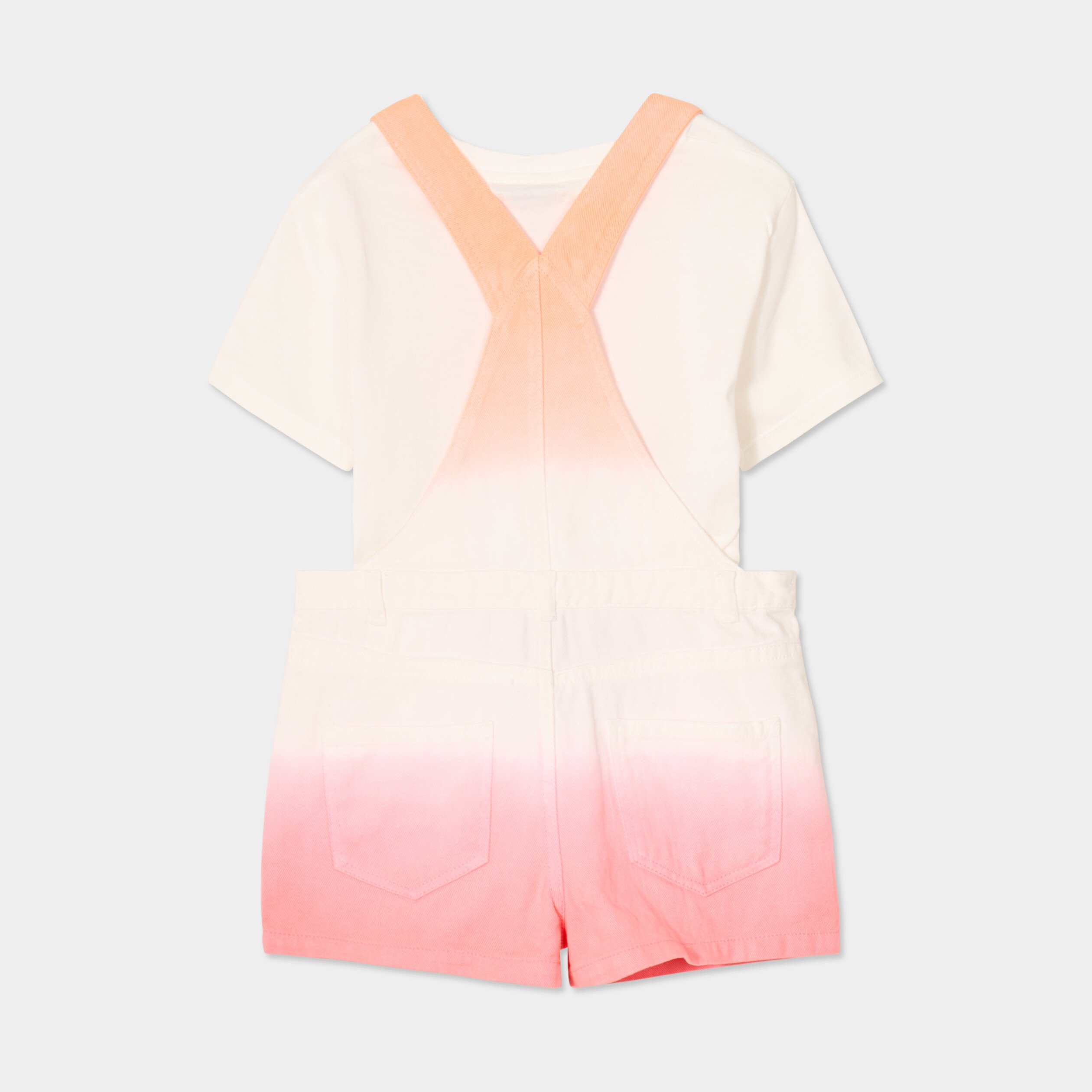 ensemble 2 pieces avec salopette coton multicolore fille Ensemble 2 pièces avec salopette coton multicolore fille