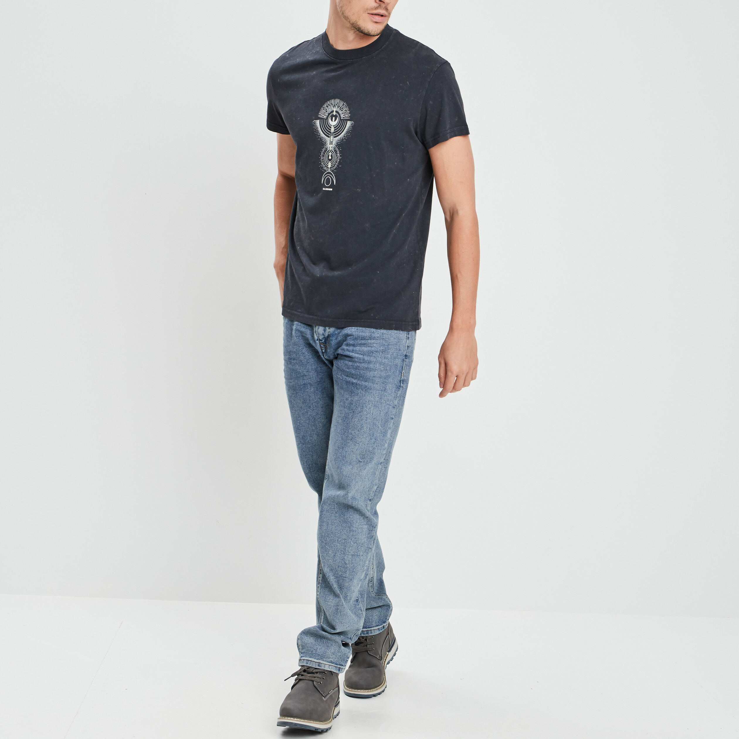 t shirt manches courtes gris fonce homme T-shirt manches courtes gris foncé homme