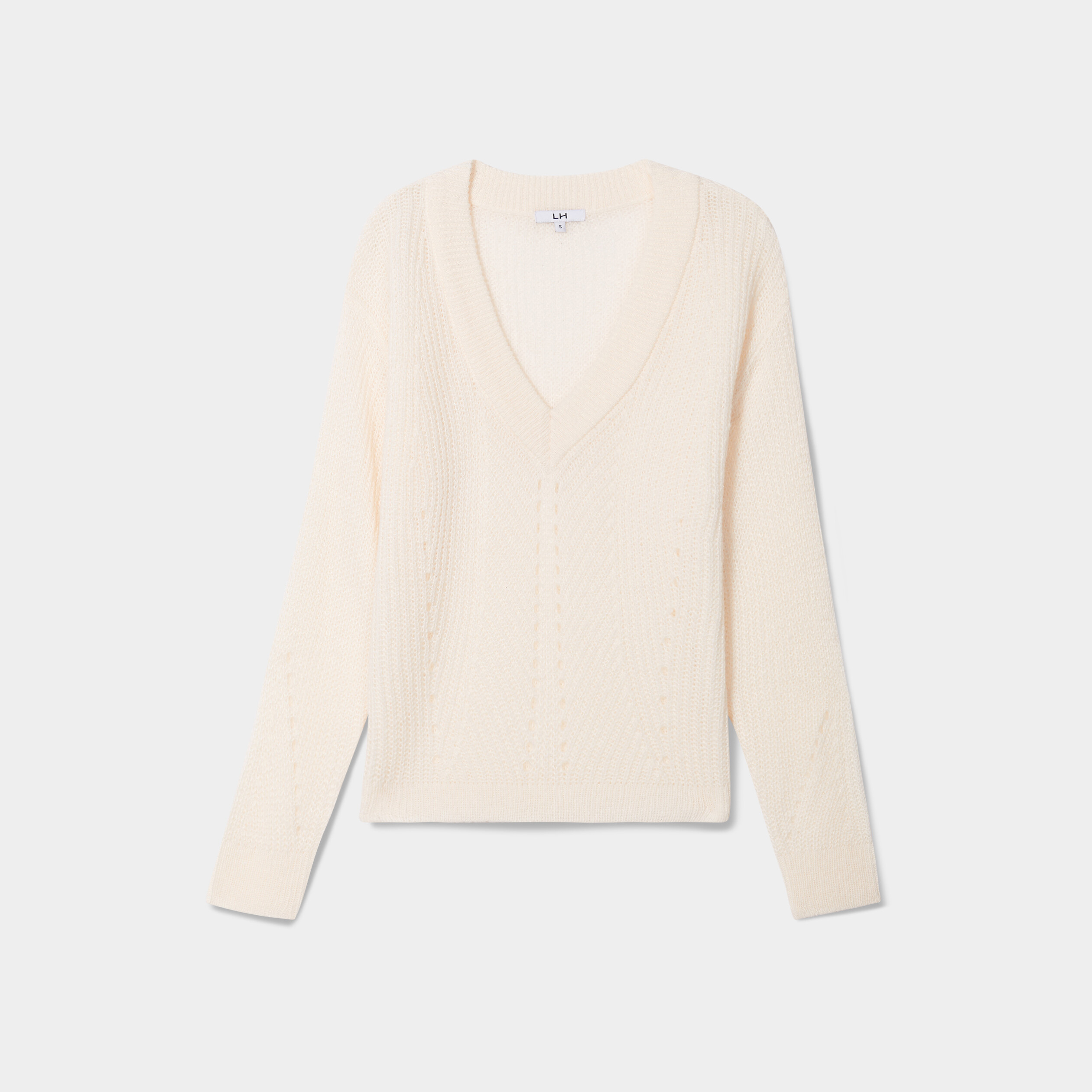 pull avec details ajoures beige femme Pull avec détails ajourés beige femme