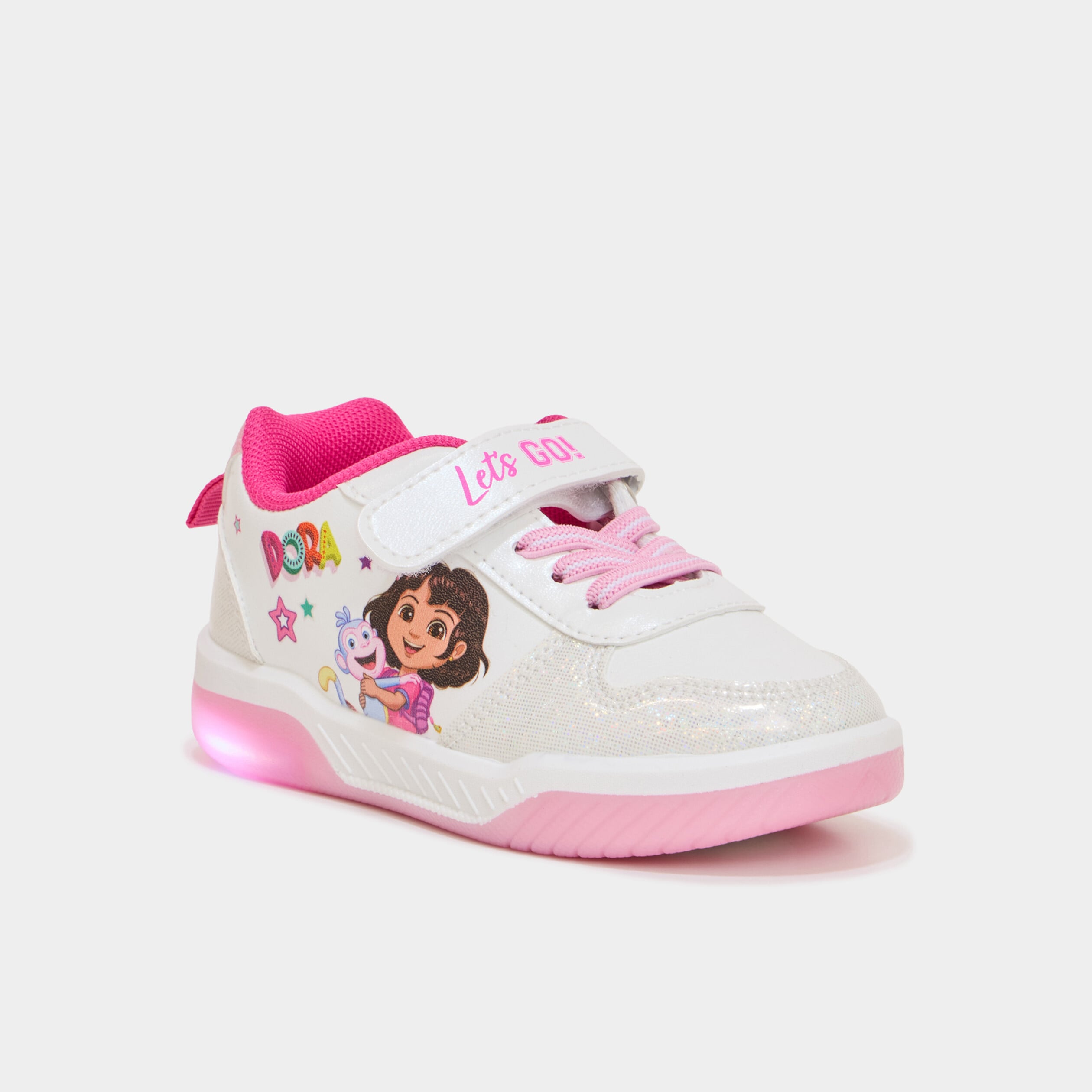 Baskets lumineuses Dora l'exploratrice blanc fille