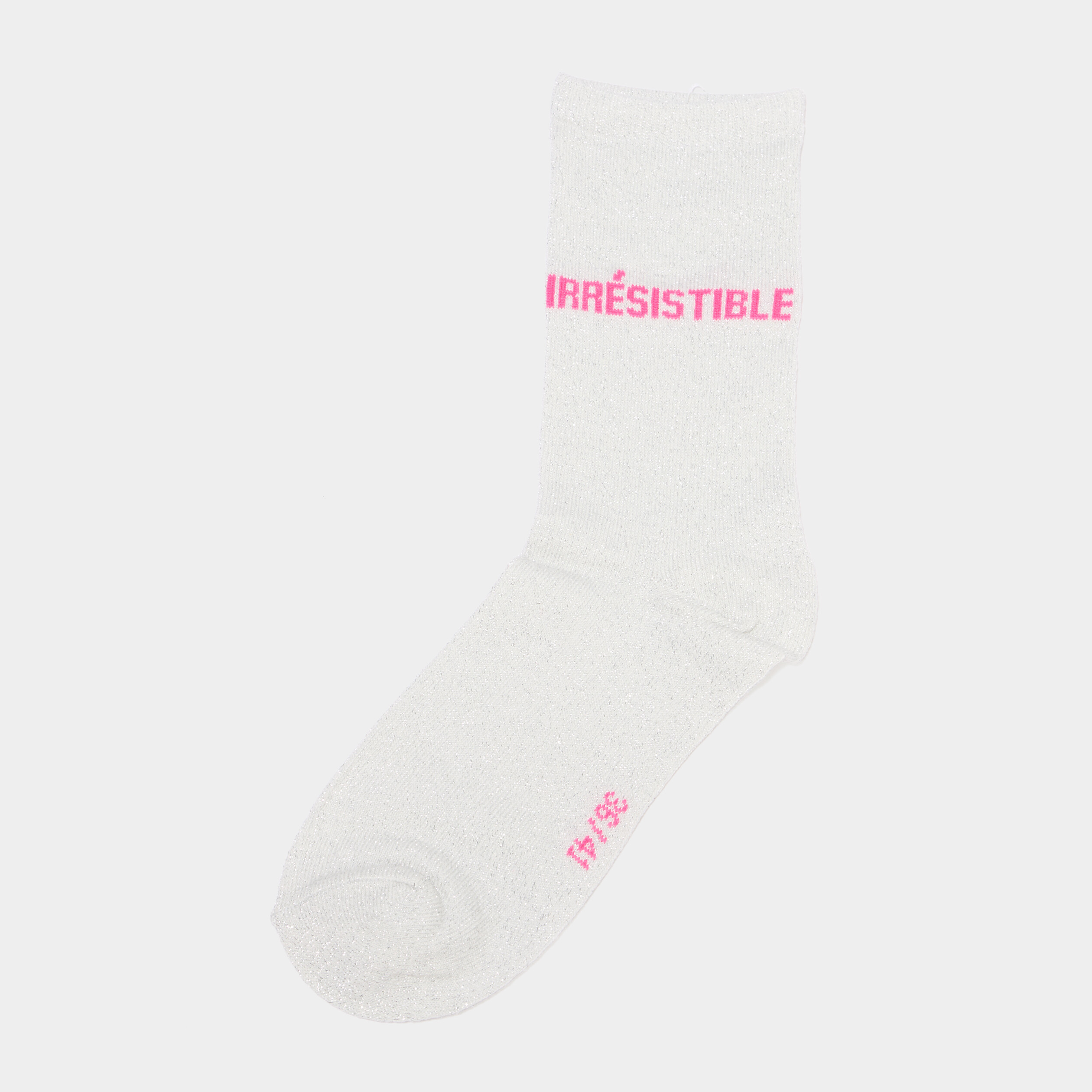 Chaussettes &agrave; fils m&eacute;tallis&eacute;s mi-hautes rose clair femme